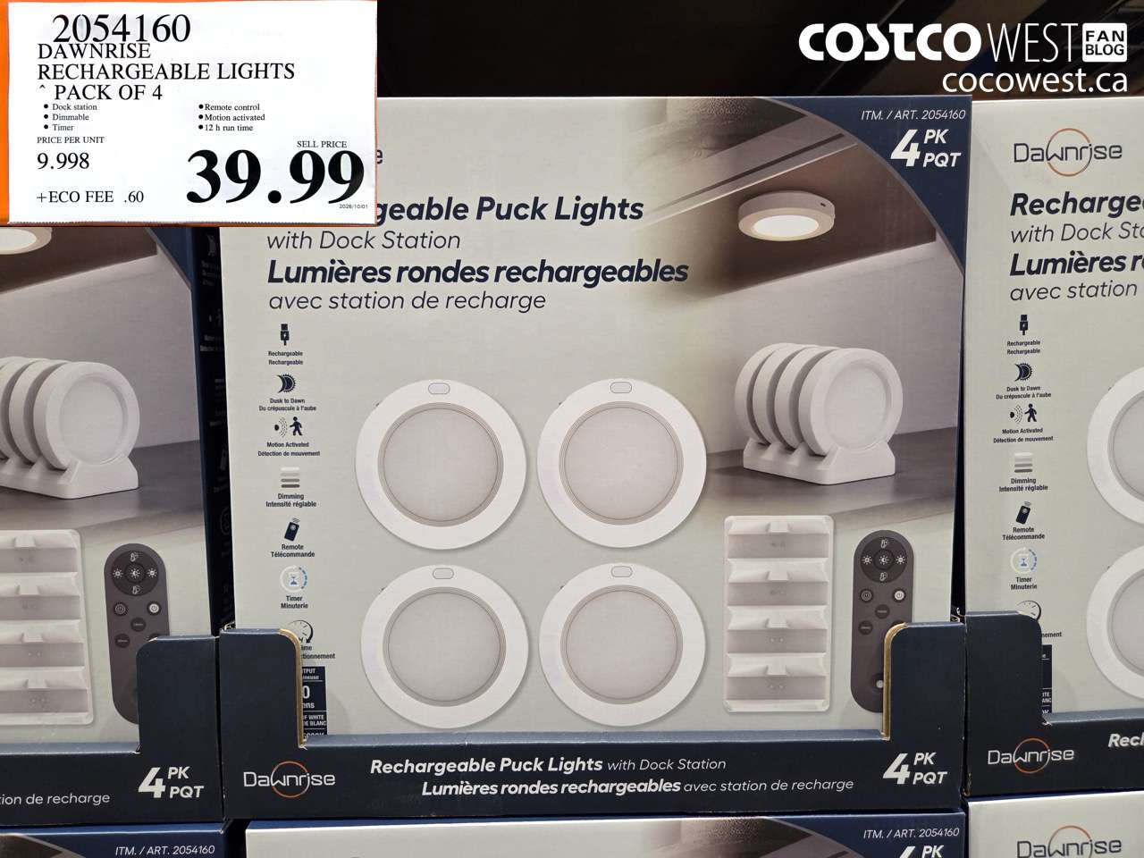 2054160 DAWNRISE RECHARGEABLE LIGHTS PACK OF 4 $39.99