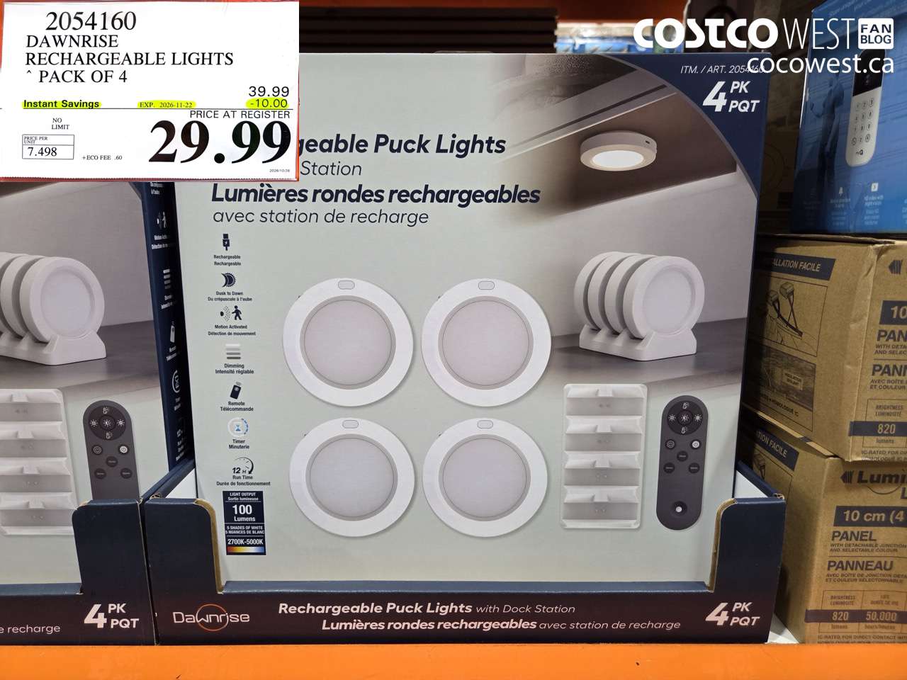2054160 DAWNRISE RECHARGEABLE LIGHTS PACK OF 4 ($10.00 INSTANT SAVINGS EXPIRES ON 2026-11-22) $29.99