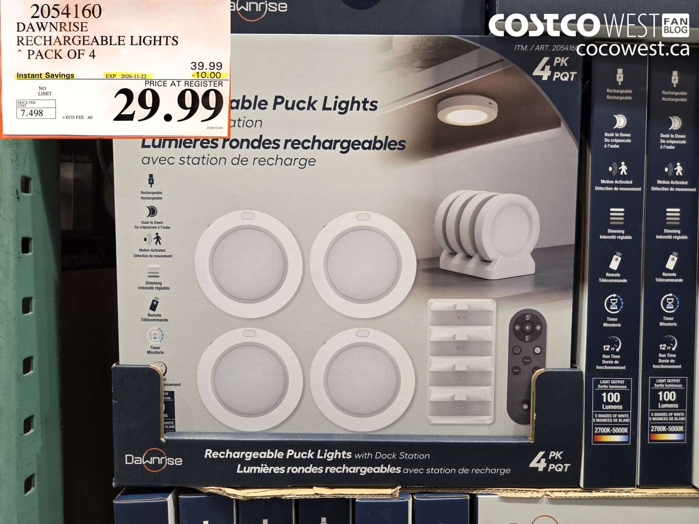 2054160 DAWNRISE RECHARGEABLE LIGHTS PACK OF 4 ($10.00 INSTANT SAVINGS EXPIRES ON 2026-11-22) $29.99