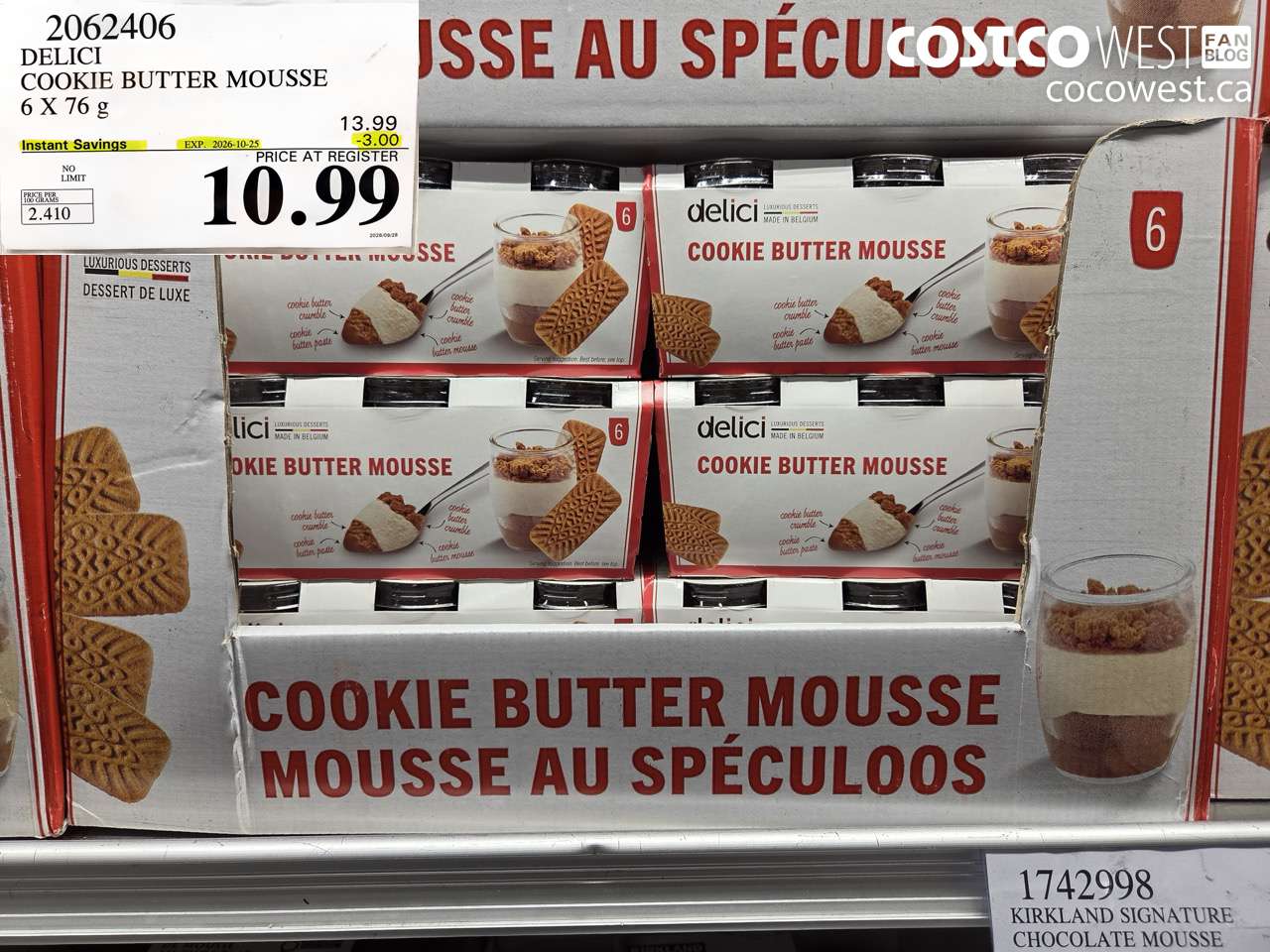 2062406 DELICI COOKIE BUTTER MOUSSE 6 X 76 G ($3.00 INSTANT SAVINGS EXPIRES ON 2026-10-25) $10.99
