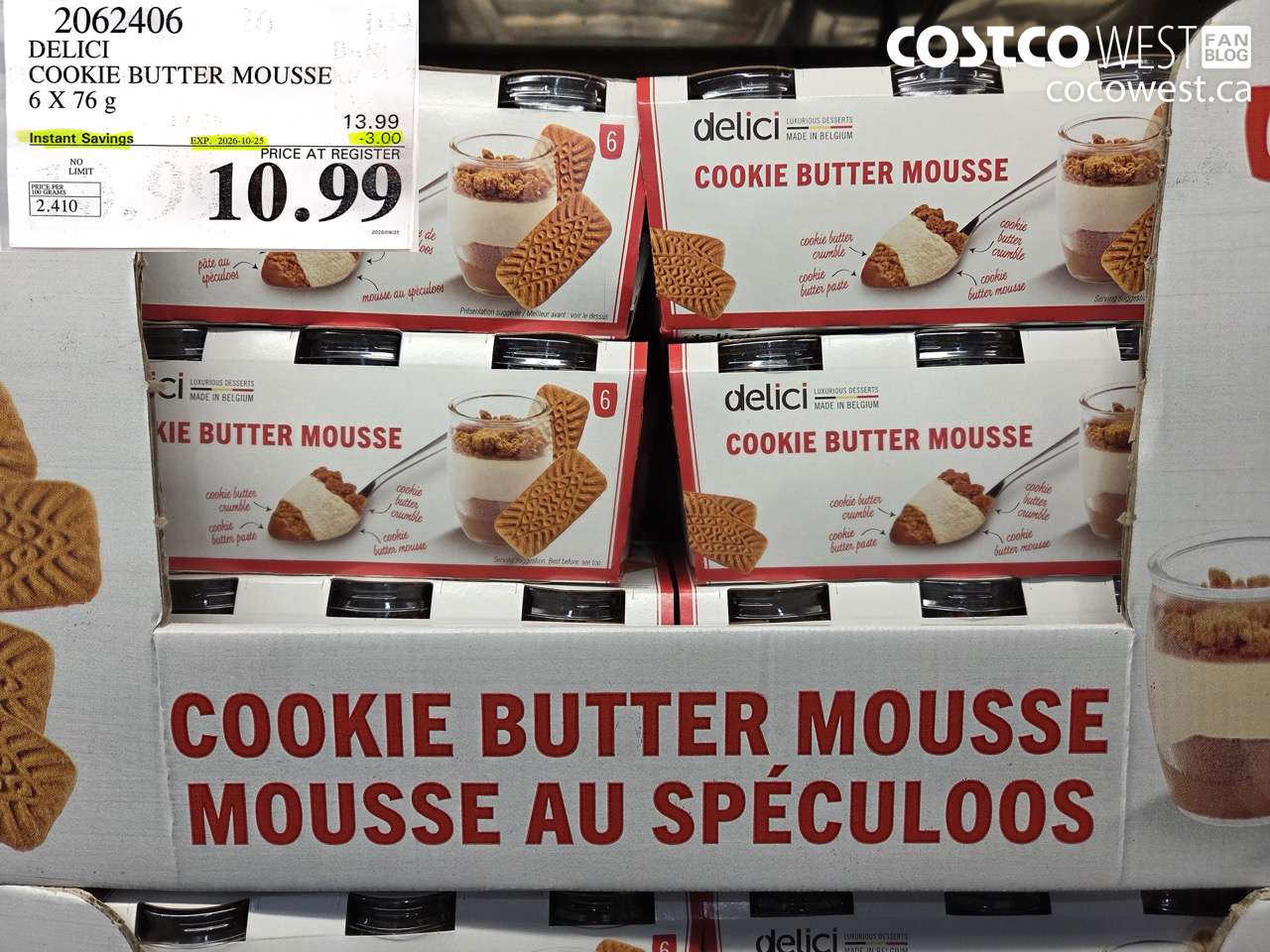 2062406 DELICI COOKIE BUTTER MOUSSE 6 X 76 G ($3.00 INSTANT SAVINGS EXPIRES ON 2026-10-25) $10.99