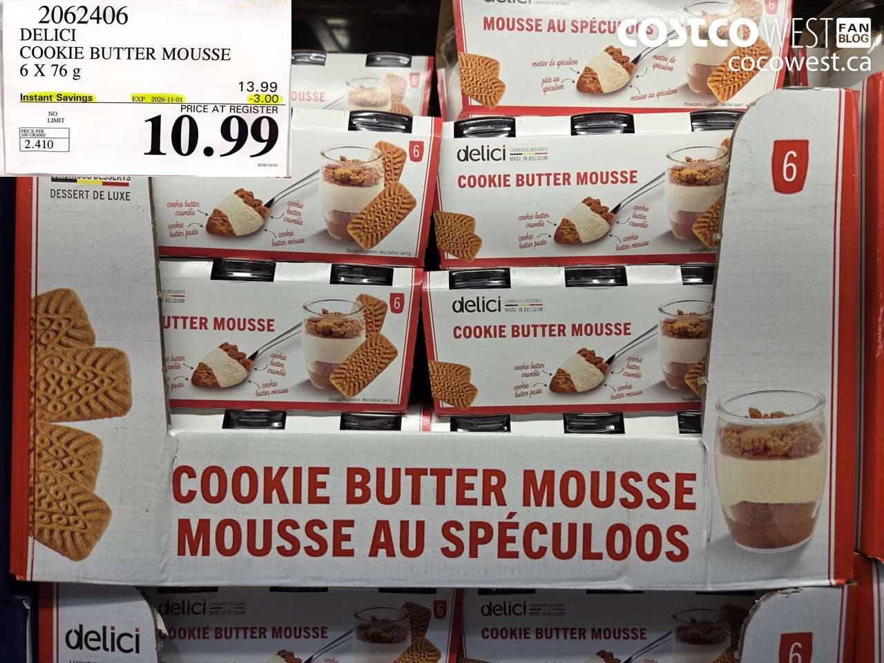 2062406 DELICI COOKIE BUTTER MOUSSE 6 X 76 G ($3.00 INSTANT SAVINGS EXPIRES ON 2026-11-01) $10.99