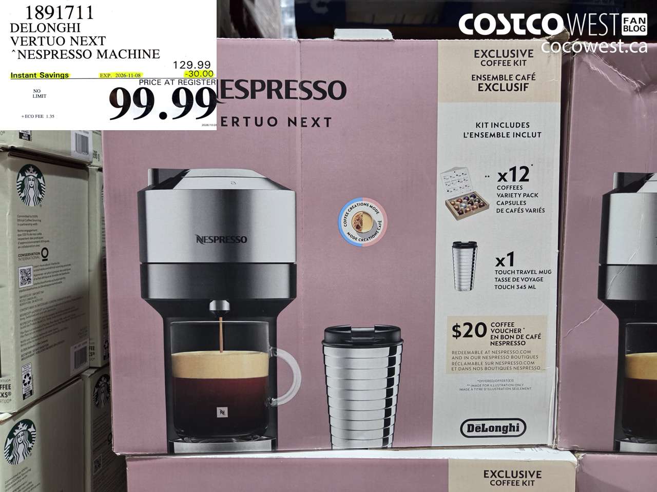 1891711 DELONGHI VERTUO NEXT NESPRESSO MACHINE ($30.00 INSTANT SAVINGS EXPIRES ON 2026-11-08) $99.99