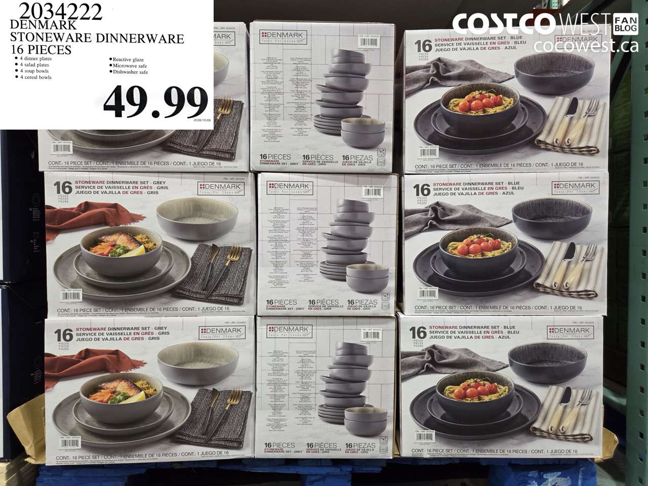 2034222 DENMARK STONEWARE DINNERWARE 16 PIECES $49.99