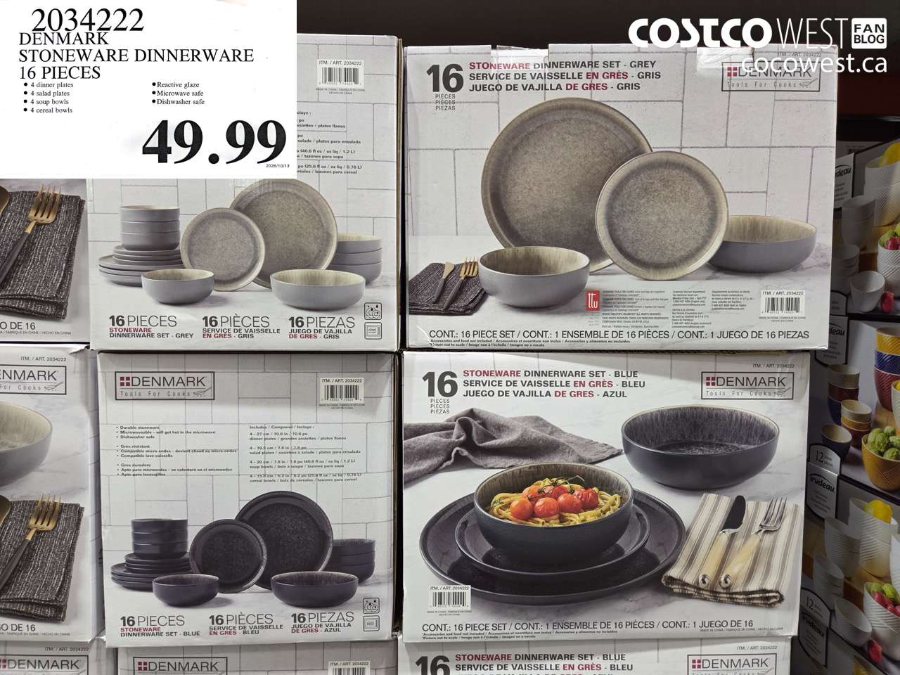 2034222 DENMARK STONEWARE DINNERWARE 16 PIECES $49.99
