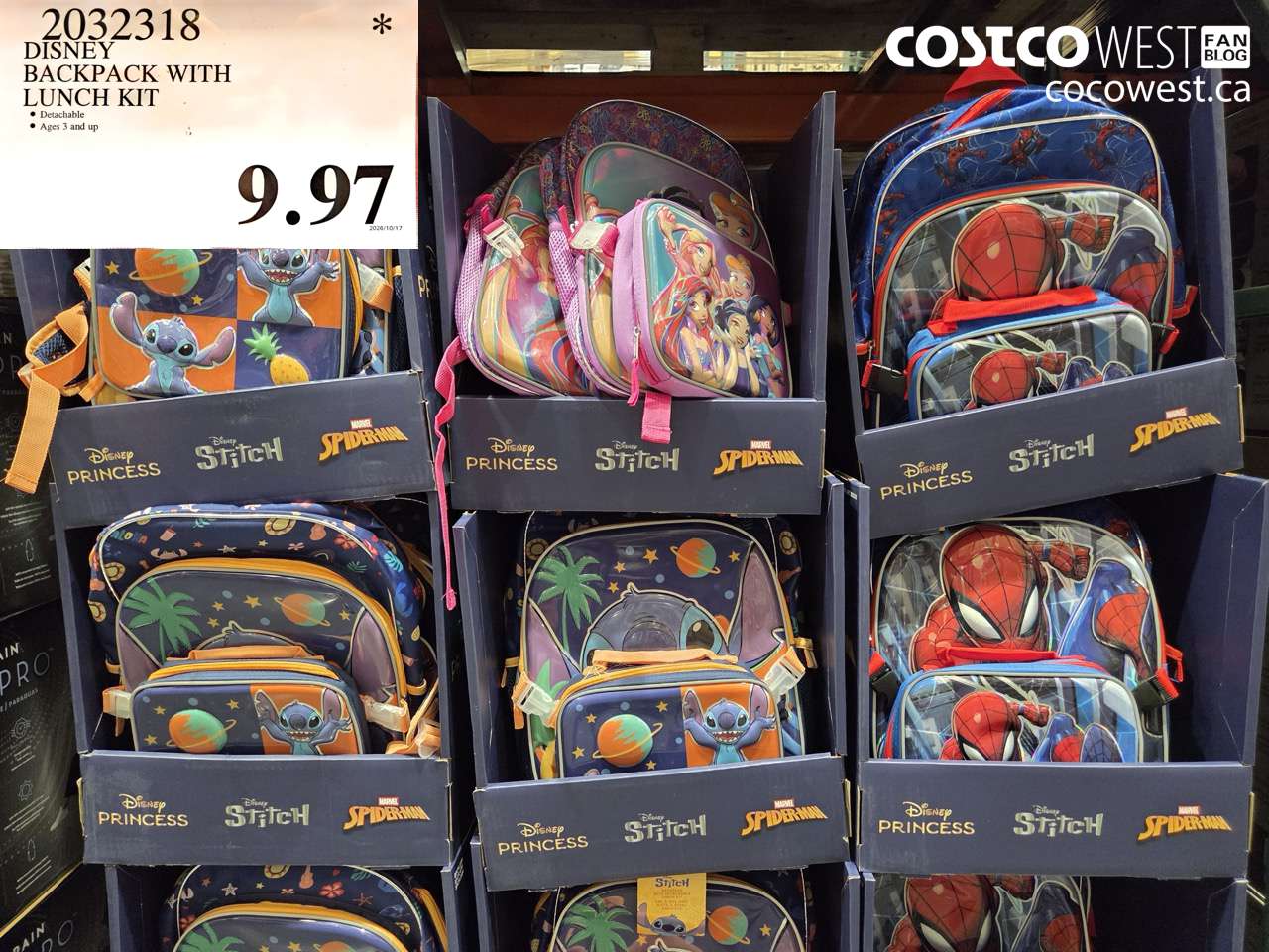 2032318 DISNEY BACKPACK WITH LUNCH KIT $9.97