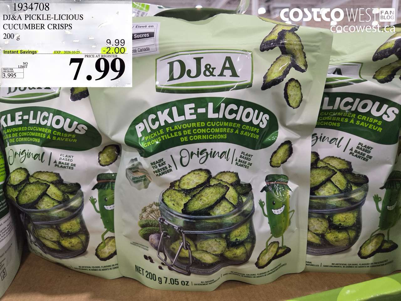1934708 DJ&A PICKLE-LICIOUS CUCUMBER CRISPS 200 G ($2.00 INSTANT SAVINGS EXPIRES ON 2026-10-25) $7.99
