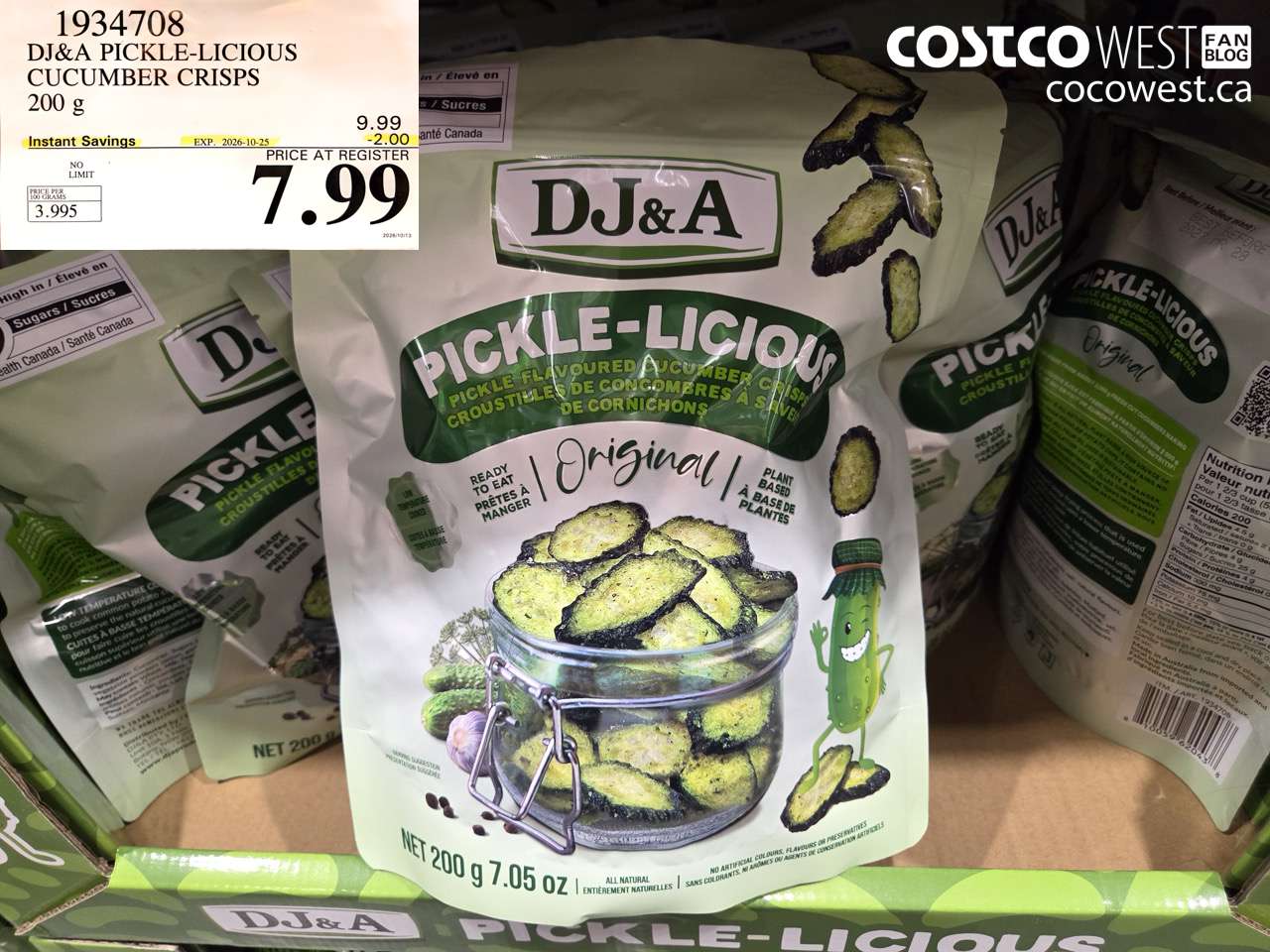 1934708 DJ&A PICKLE-LICIOUS CUCUMBER CRISPS 200 G ($2.00 INSTANT SAVINGS EXPIRES ON 2026-10-25) $7.99