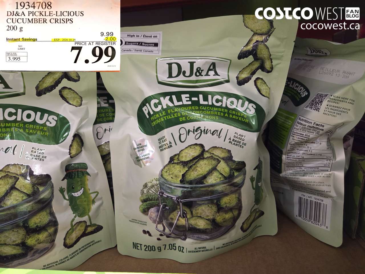 1934708 DJ&A PICKLE-LICIOUS CUCUMBER CRISPS 200 G ($2.00 INSTANT SAVINGS EXPIRES ON 2026-10-25) $7.99