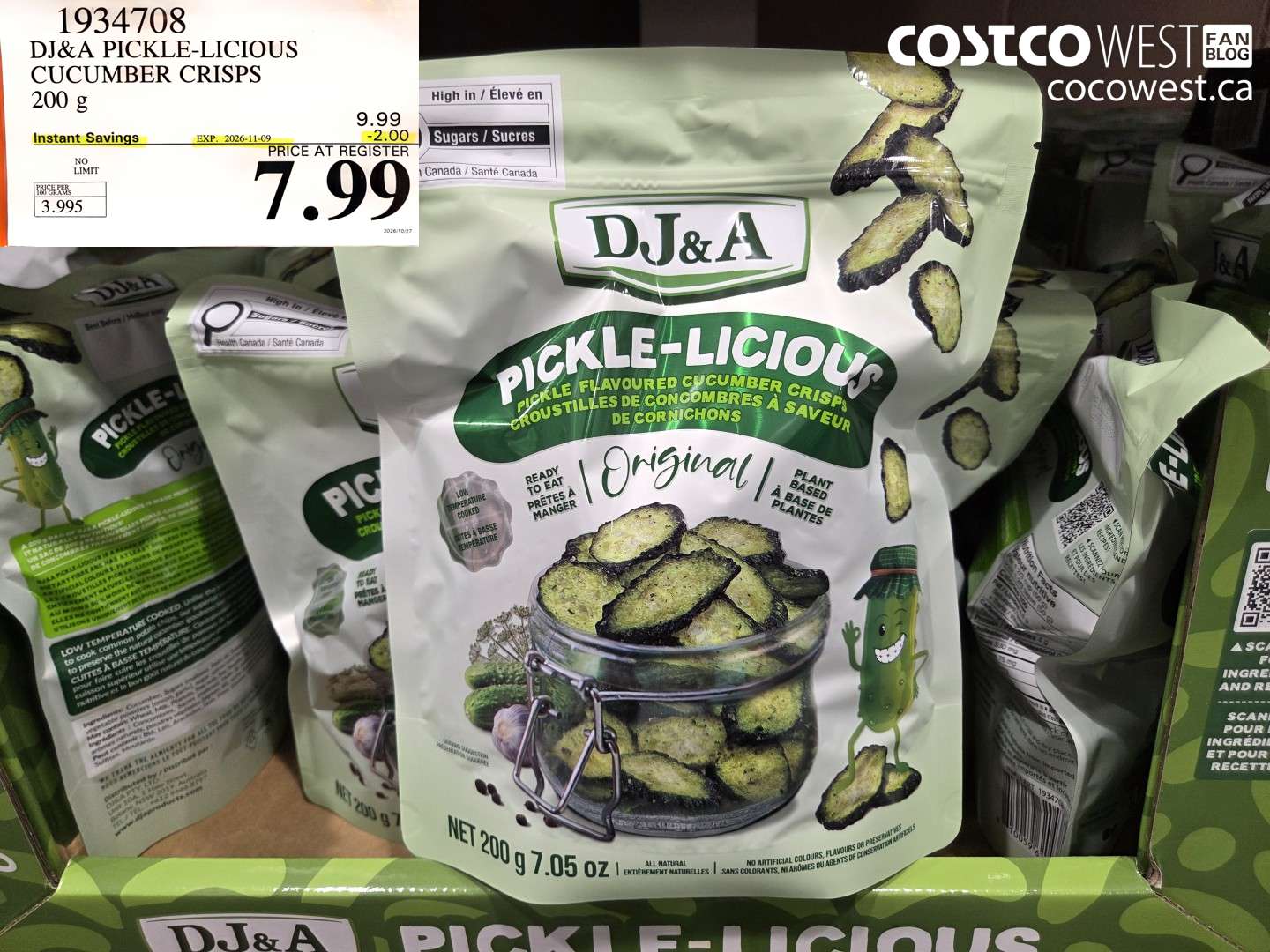 1934708 DJ&A PICKLE-LICIOUS CUCUMBER CRISPS 200 G ($2.00 INSTANT SAVINGS EXPIRES ON 2026-11-09) $7.99