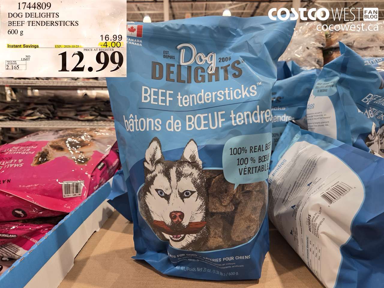 1744809 DOG DELIGHTS BEEF TENDERSTICKS 600 G ($4.00 INSTANT SAVINGS EXPIRES ON 2026-10-25) $12.99