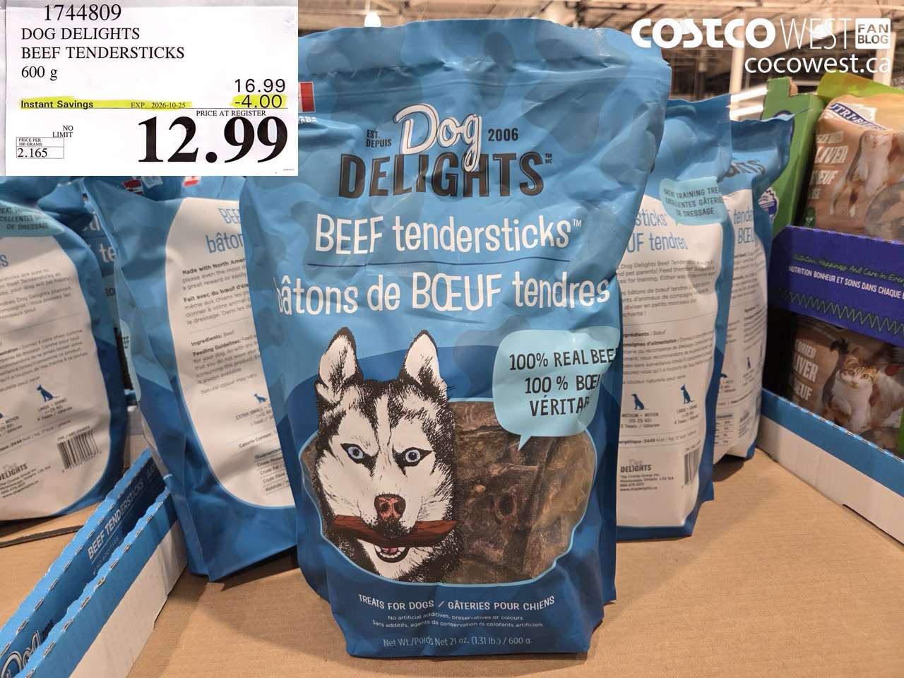 1744809 DOG DELIGHTS BEEF TENDERSTICKS 600 G ($4.00 INSTANT SAVINGS EXPIRES ON 2026-10-25) $12.99
