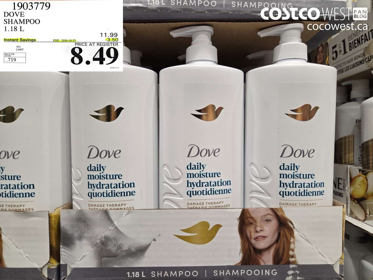 1903779 DOVE SHAMPOO 1.18 L ($3.50 INSTANT SAVINGS EXPIRES ON 2026-10-25) $8.49