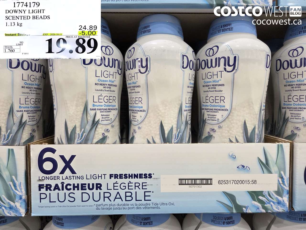 1774179 DOWNY LIGHT SCENTED BEADS 1.13 KG ($5.00 INSTANT SAVINGS EXPIRES ON 2026-10-11) $19.89