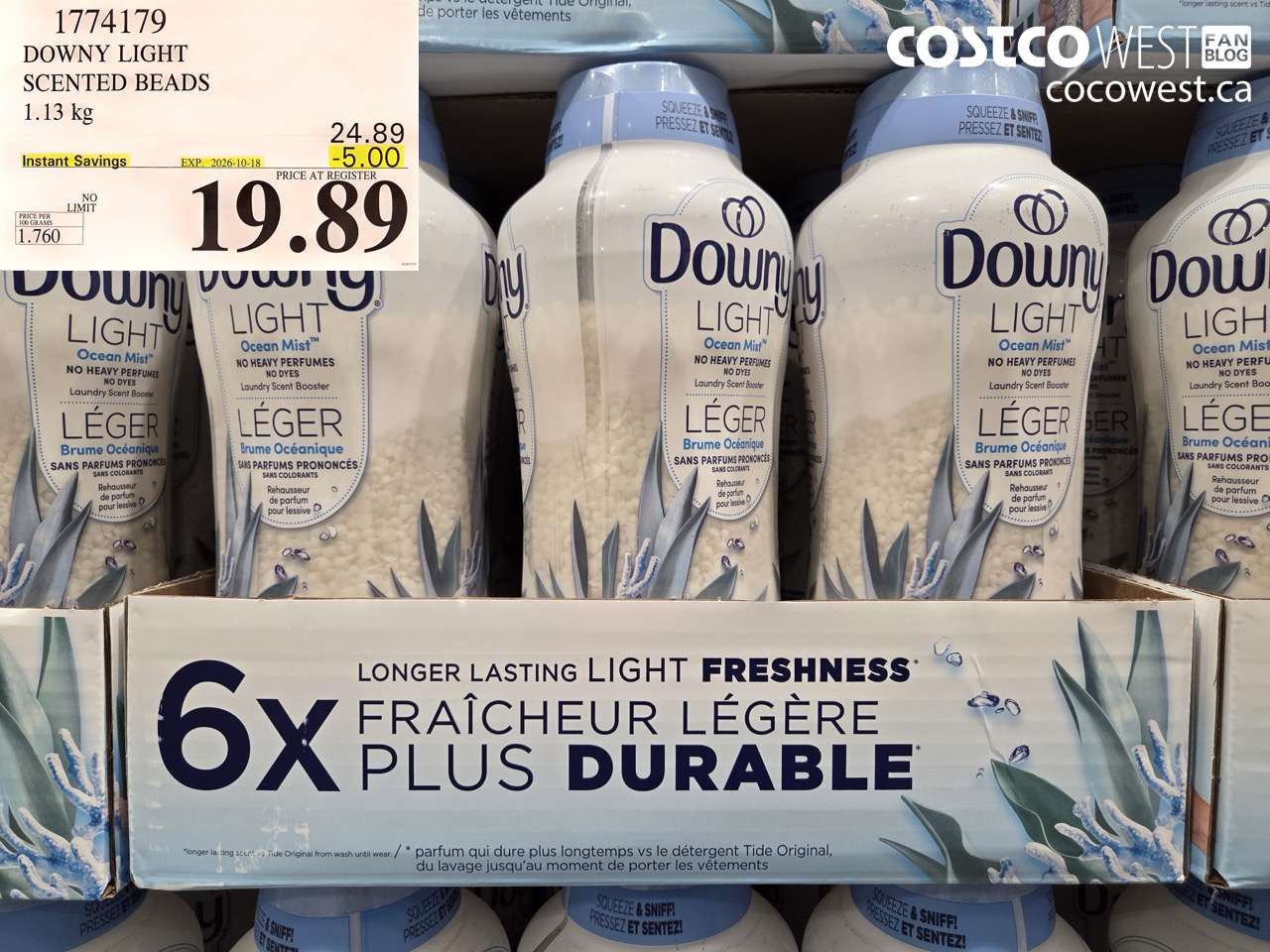 1774179 DOWNY LIGHT SCENTED BEADS 1.13 KG ($5.00 INSTANT SAVINGS EXPIRES ON 2026-10-18) $19.89