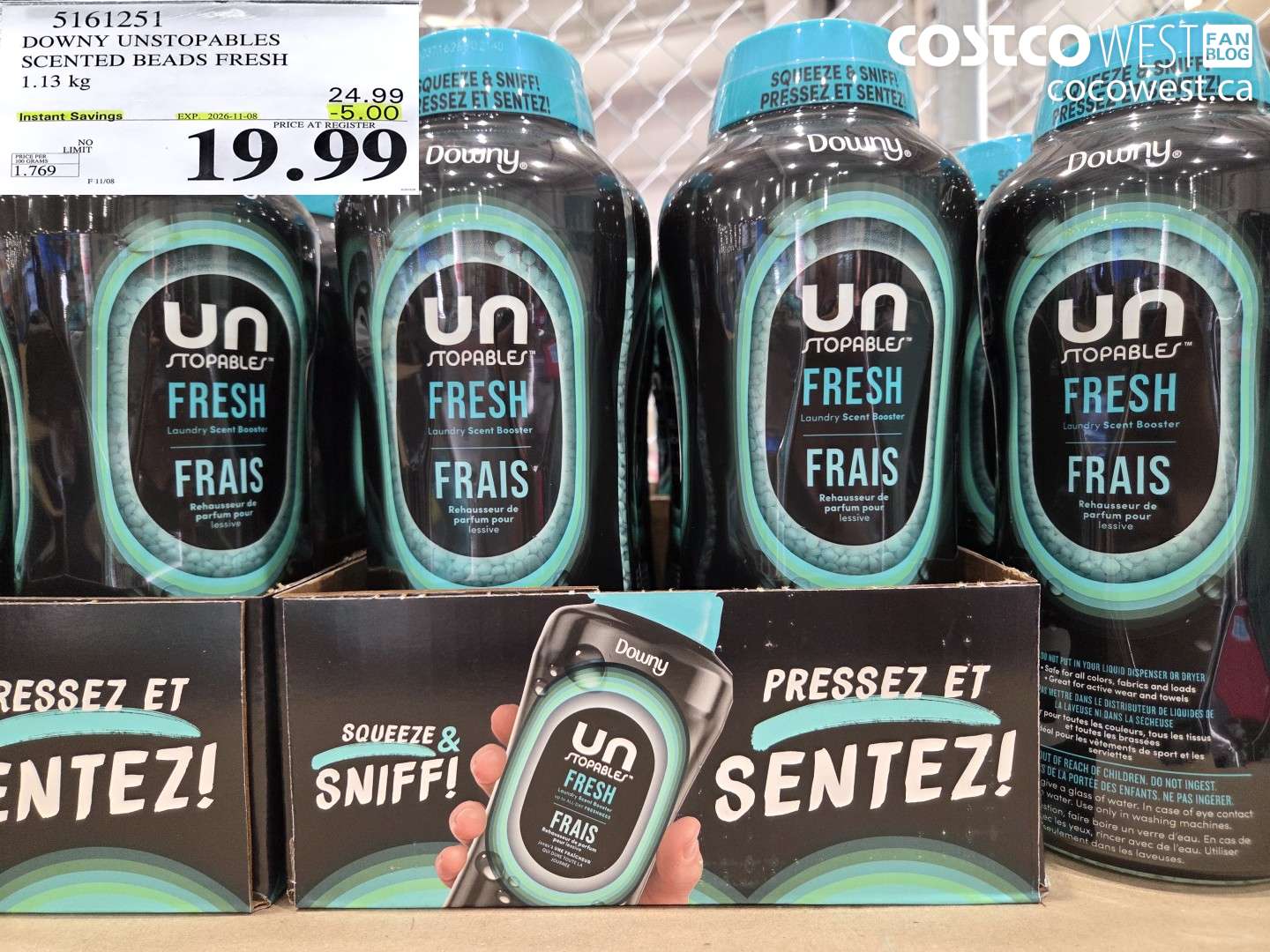5161251 DOWNY UNSTOPABLES SCENTED BEADS FRESH 1.13 KG ($5.00 INSTANT SAVINGS EXPIRES ON 2026-11-08) $19.99