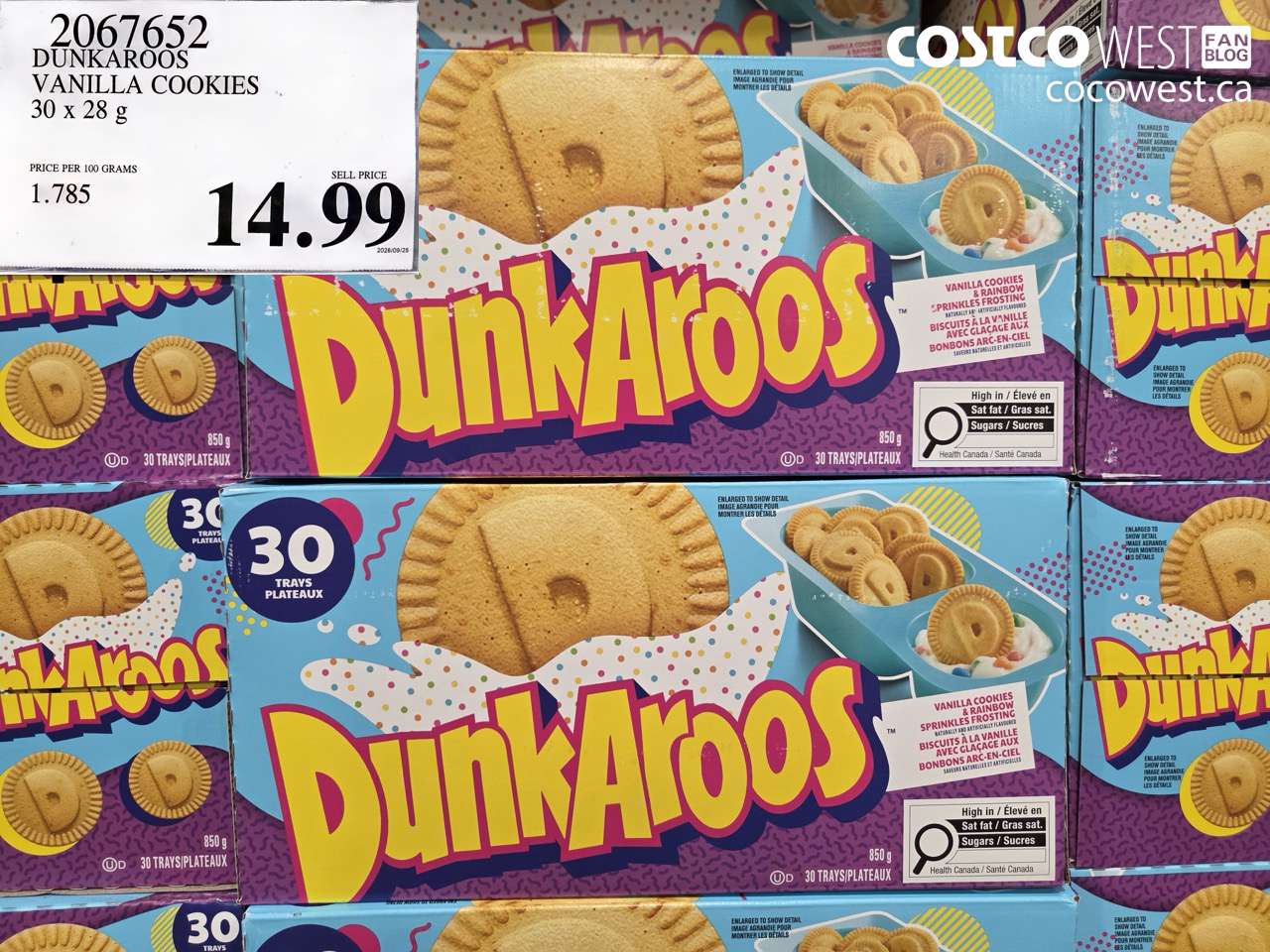 2067652 DUNKAROOS VANILLA COOKIES 30 X 28 G $14.99