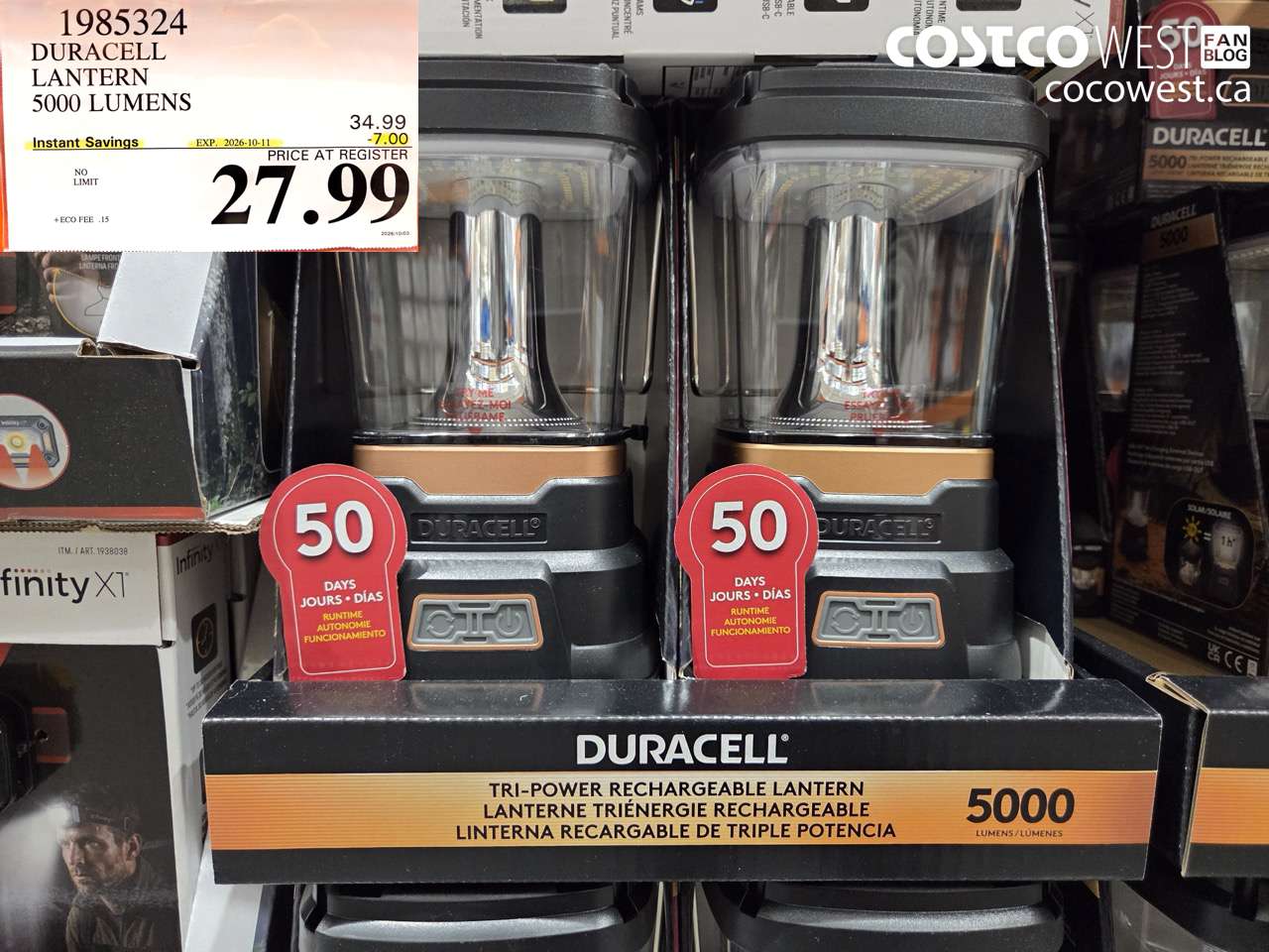 1985324 DURACELL LANTERN 5000 LUMENS ($7.00 INSTANT SAVINGS EXPIRES ON 2026-10-11) $27.99