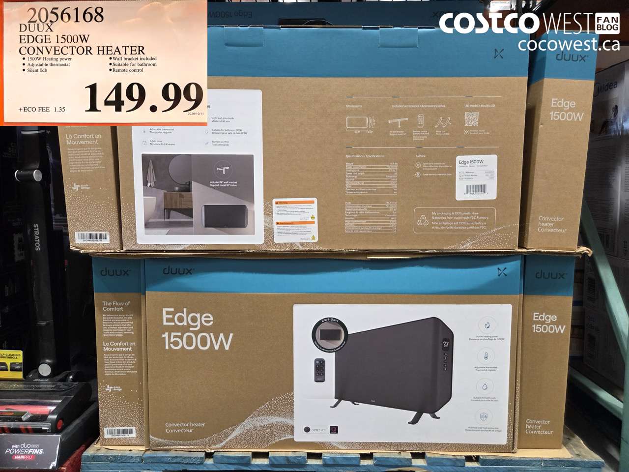 2056168 DUUX EDGE 1500W CONVECTOR HEATER $149.99