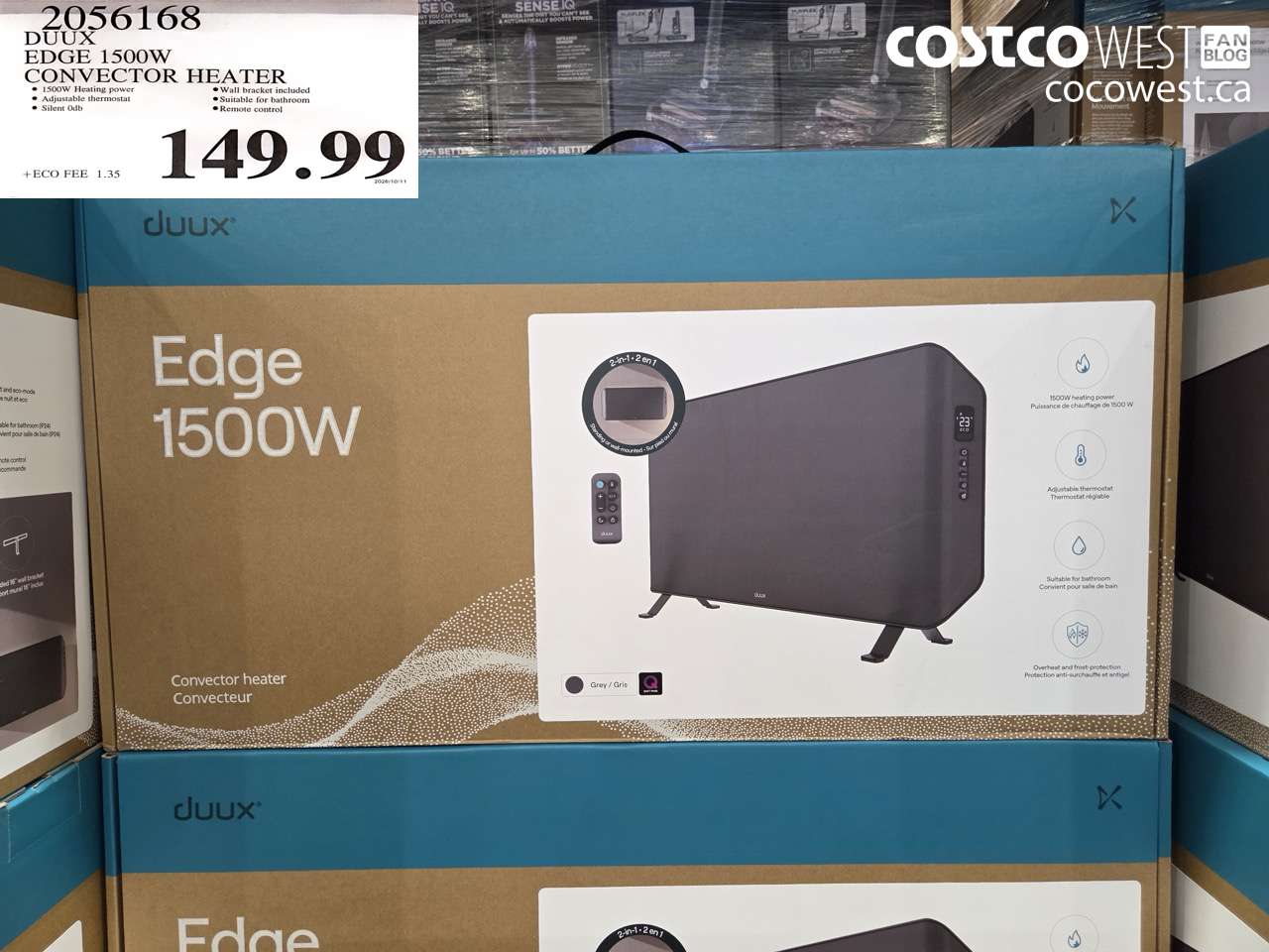 2056168 DUUX EDGE 1500W CONVECTOR HEATER $149.99