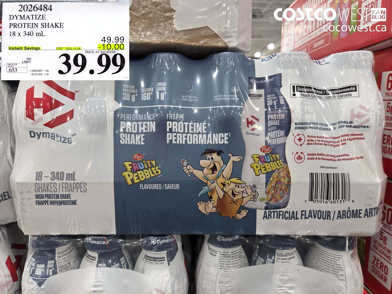 2026484 DYMATIZE PROTEIN SHAKE 18 X 340 ML ($10.00 INSTANT SAVINGS EXPIRES ON 2026-11-08) $39.99