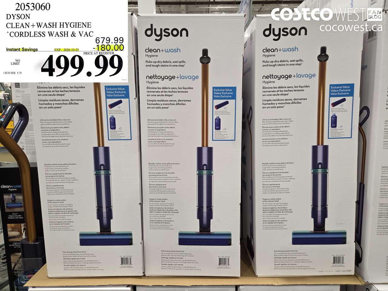 2053060 DYSON CLEAN+WASH HYGIENE CORDLESS WASH & VAC ($180.00 INSTANT SAVINGS EXPIRES ON 2026-10-25) $499.99