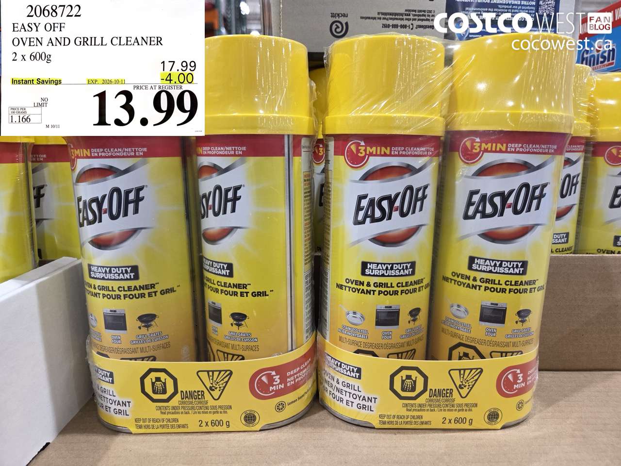 2068722 EASY OFF OVEN AND GRILL CLEANER 2 X 600G ($4.00 INSTANT SAVINGS EXPIRES ON 2026-10-11) $13.99