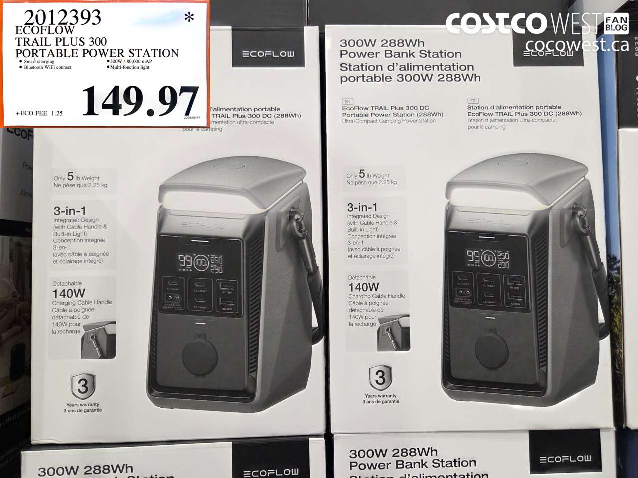 2012393 ECOFLOW TRAIL PLUS 300 PORTABLE POWER STATION $149.97