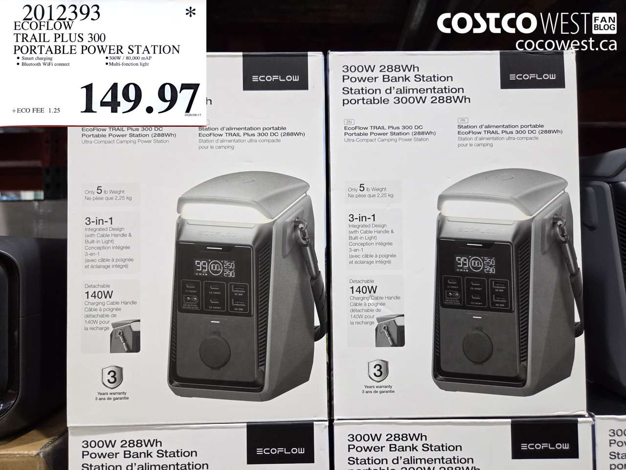 2012393 ECOFLOW TRAIL PLUS 300 PORTABLE POWER STATION $149.97