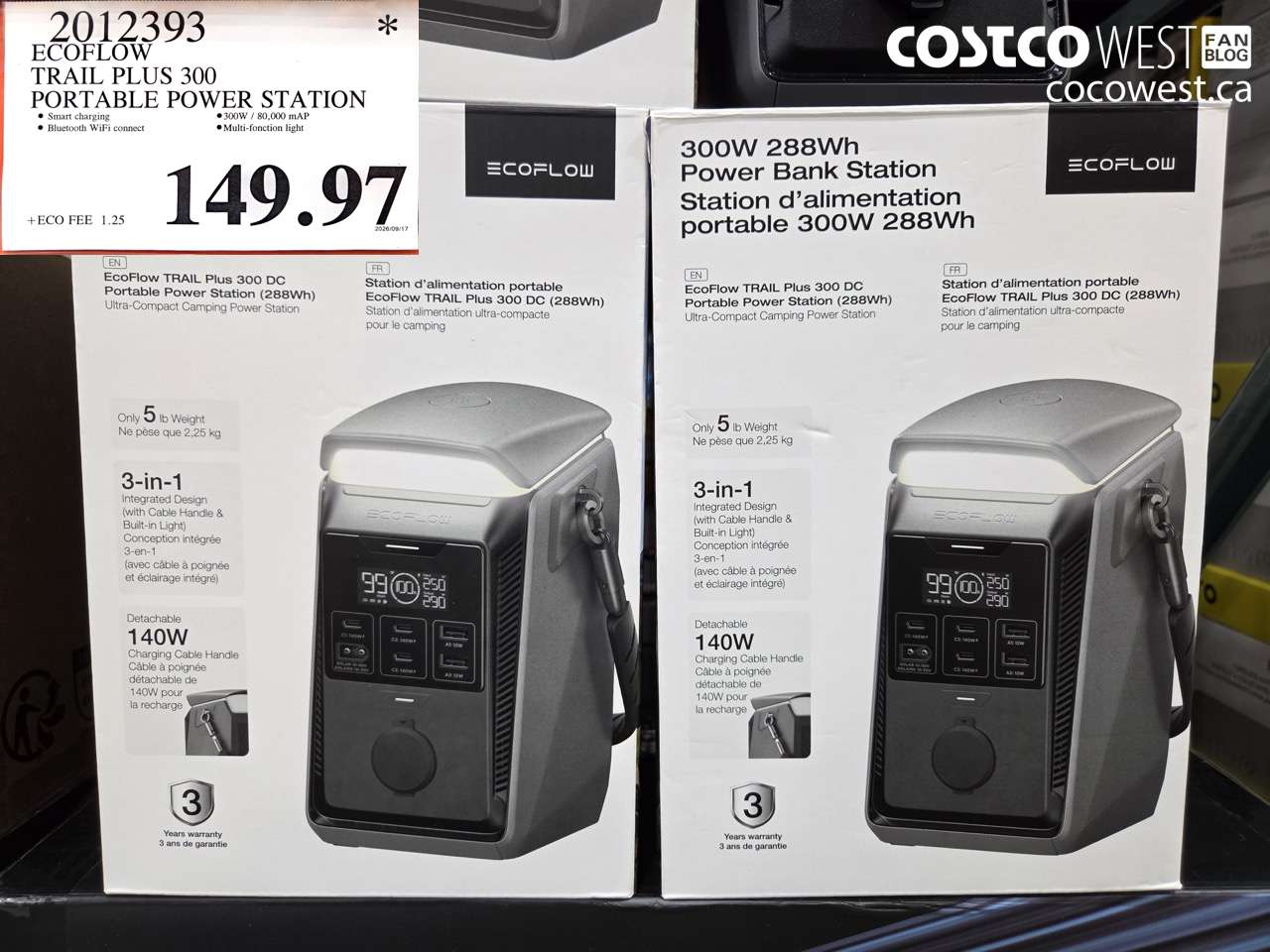 2012393 ECOFLOW TRAIL PLUS 300 PORTABLE POWER STATION $149.97