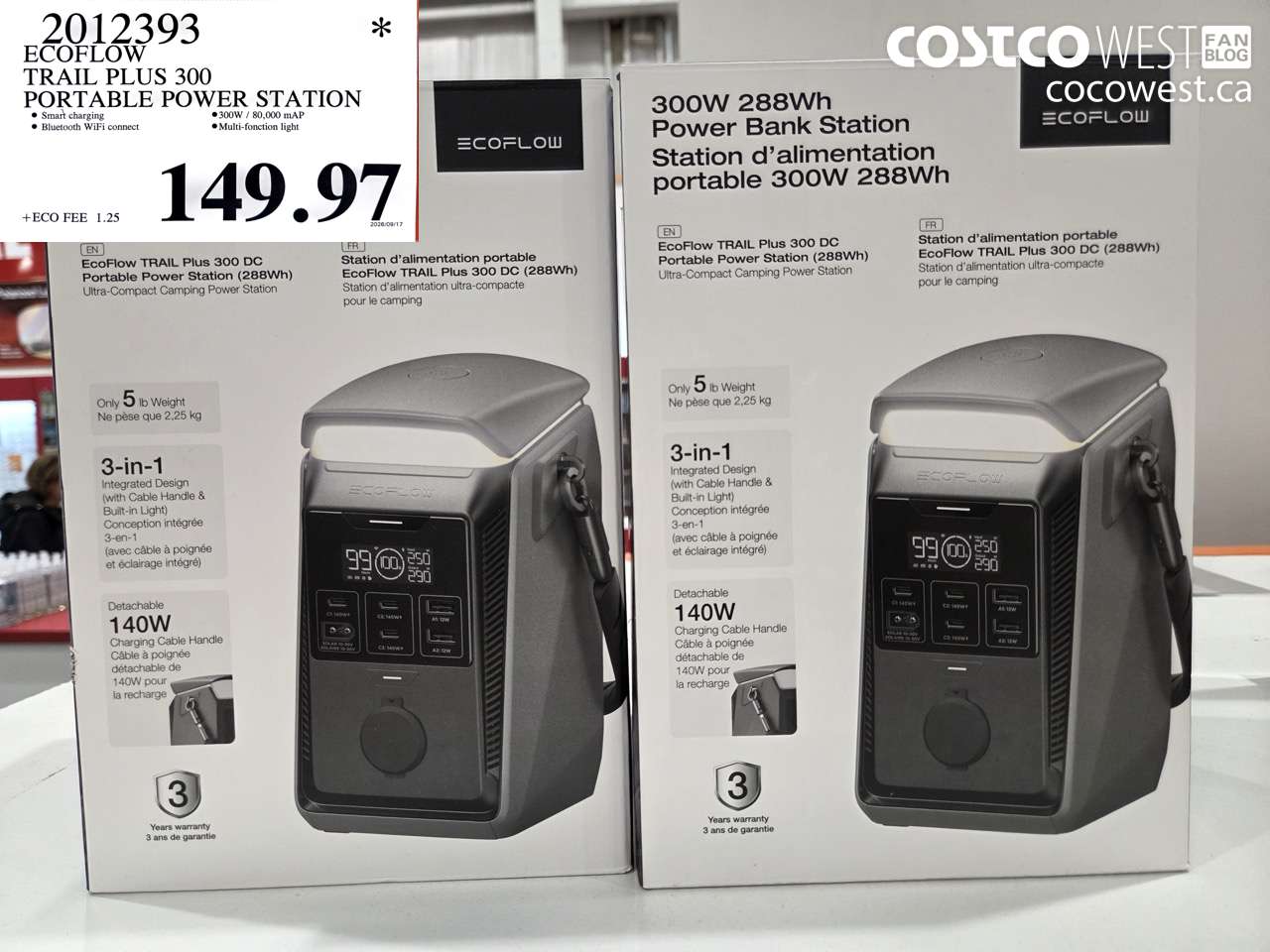 2012393 ECOFLOW TRAIL PLUS 300 PORTABLE POWER STATION $149.97
