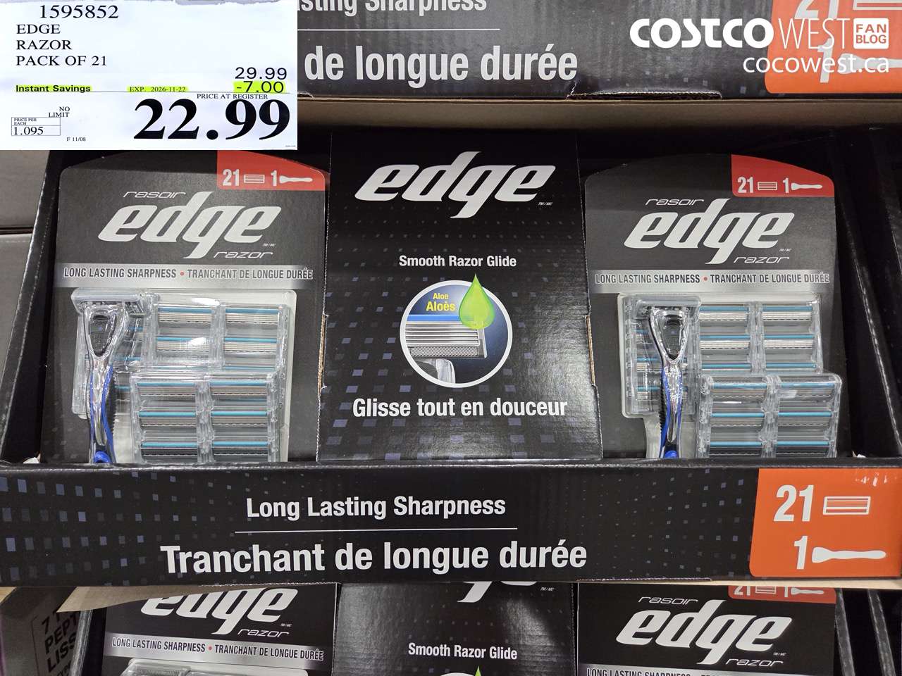 1595852 EDGE RAZOR PACK OF 21 ($7.00 INSTANT SAVINGS EXPIRES ON 2026-11-22) $22.99