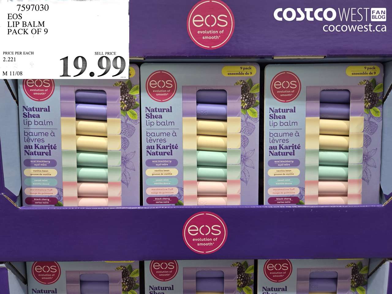 7597030 EOS LIP BALM PACK OF 9 $19.99
