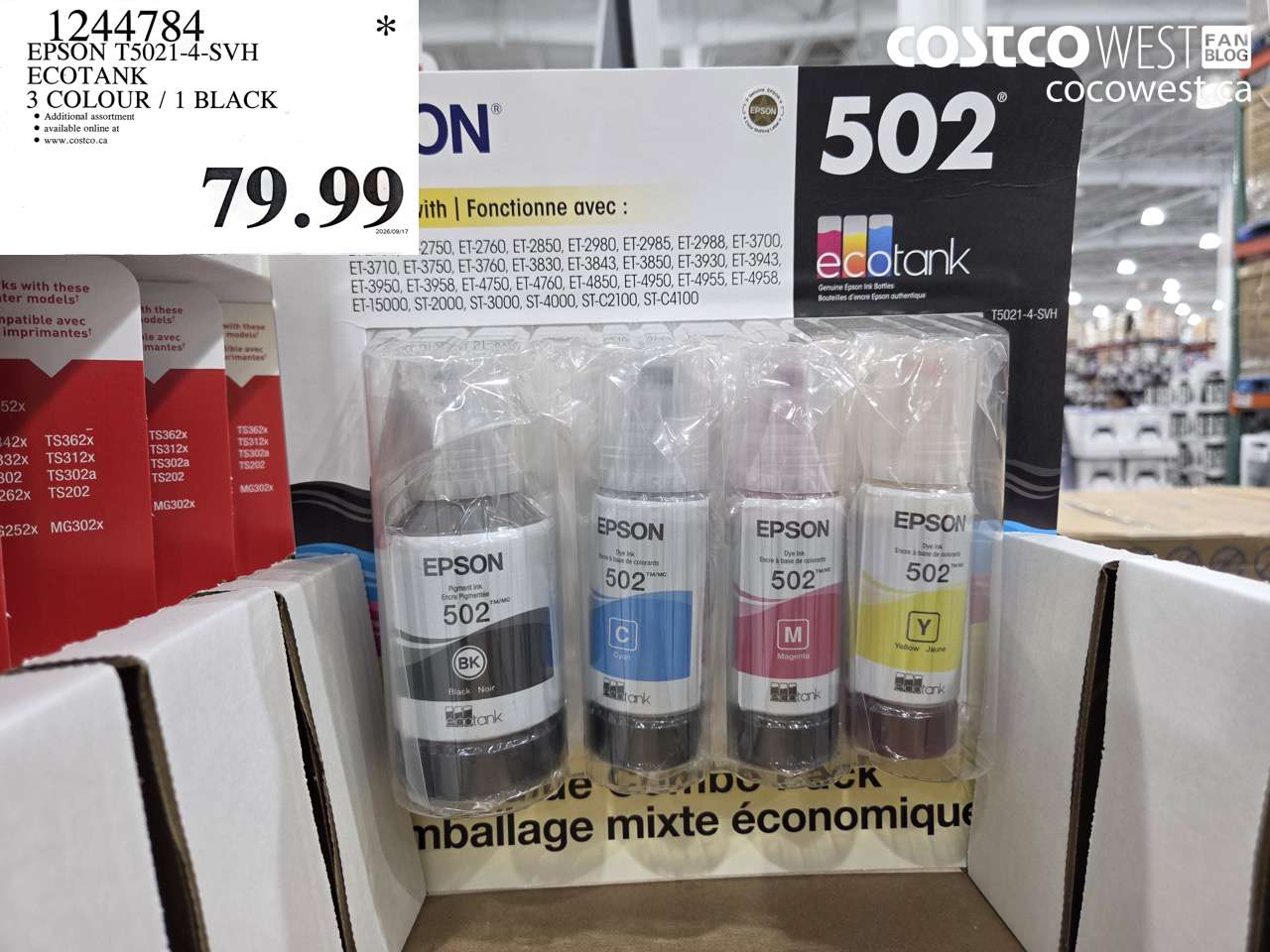 1244784 EPSON T5021-4-SVH ECOTANK 3 COLOUR / 1 BLACK $79.99