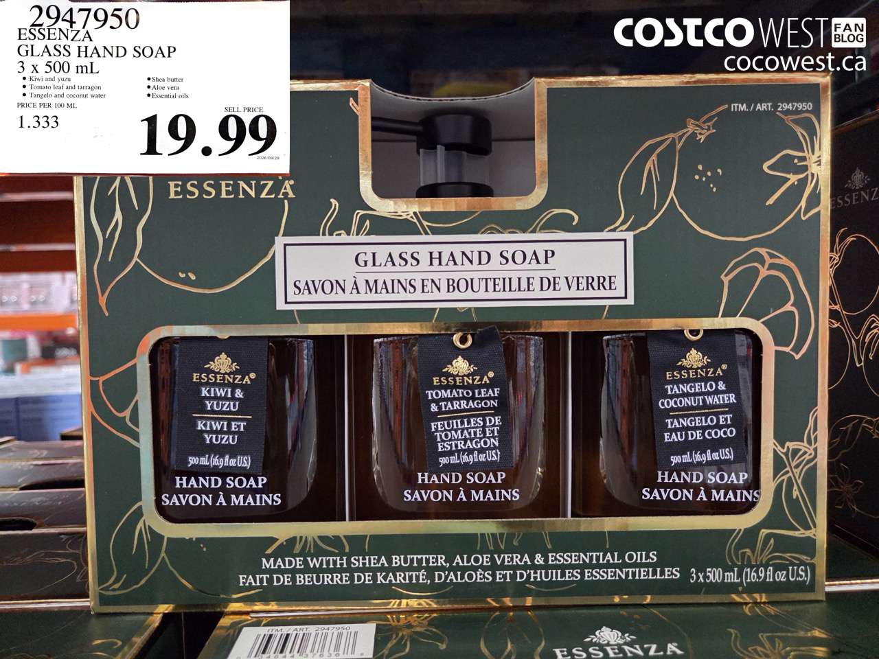 2947950 ESSENZA GLASS HAND SOAP 3 X 500 ML $19.99