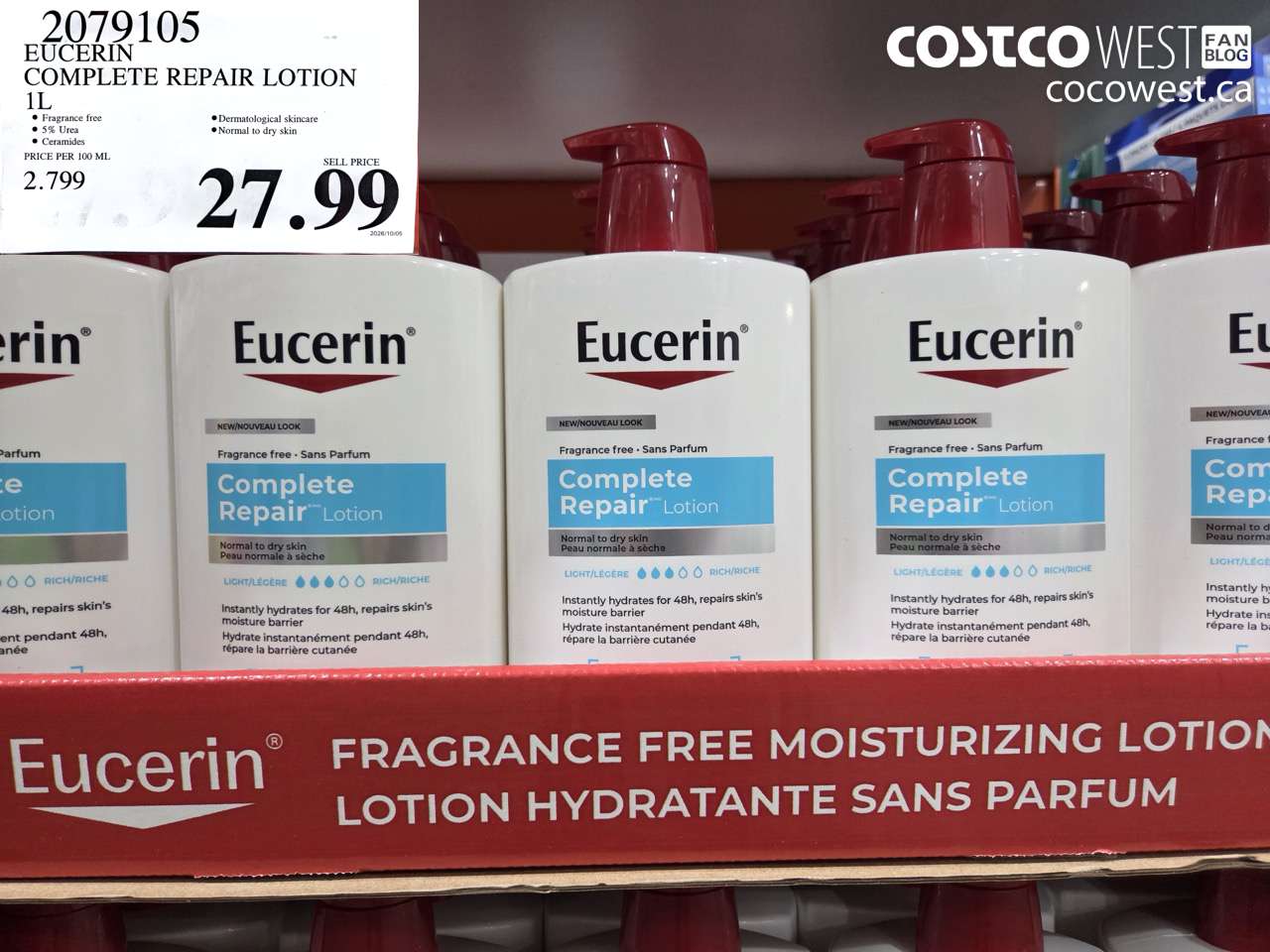 2079105 EUCERIN COMPLETE REPAIR LOTION 1L $27.99