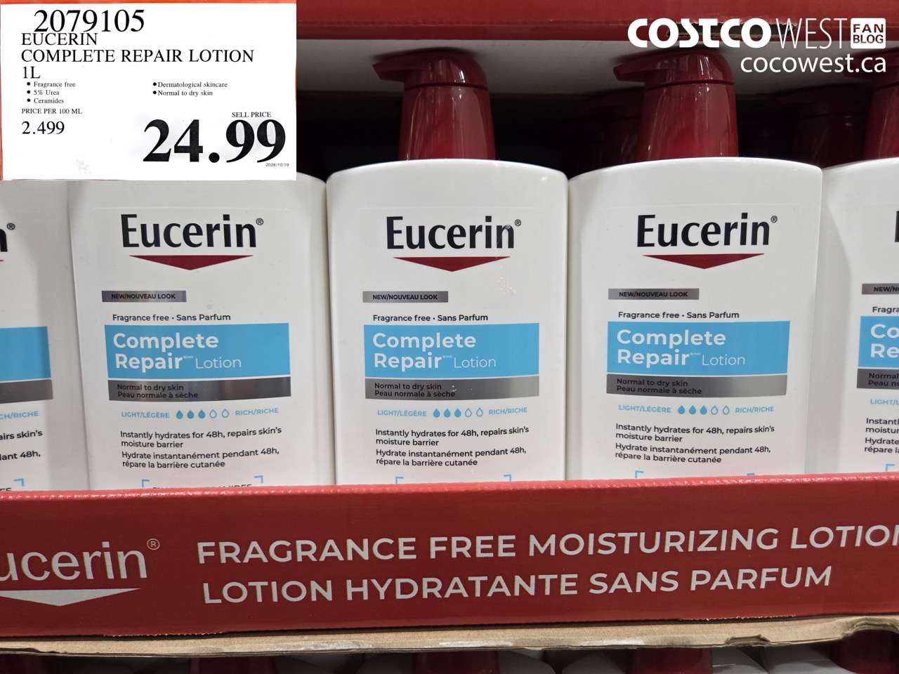 2079105 EUCERIN COMPLETE REPAIR LOTION 1L $24.99