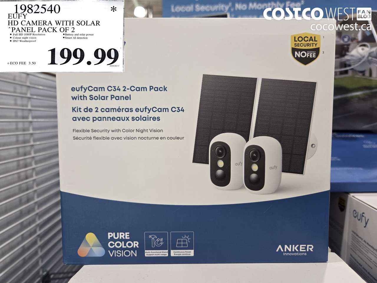 1982540 EUFY HD CAMERA WITH SOLAR PANEL PACK OF 2 $199.99