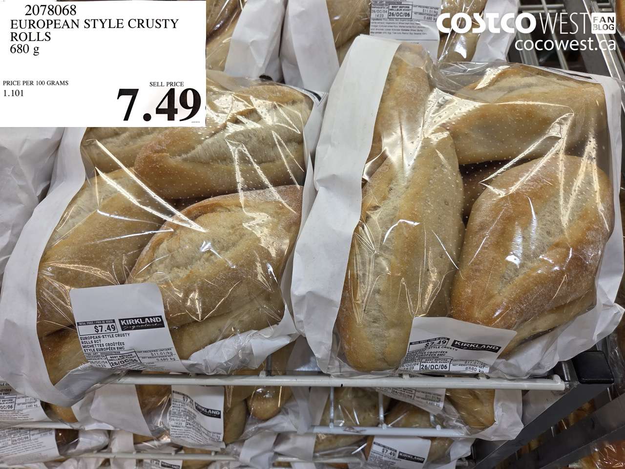 2078068 EUROPEAN STYLE CRUSTY ROLLS 680 G $7.49
