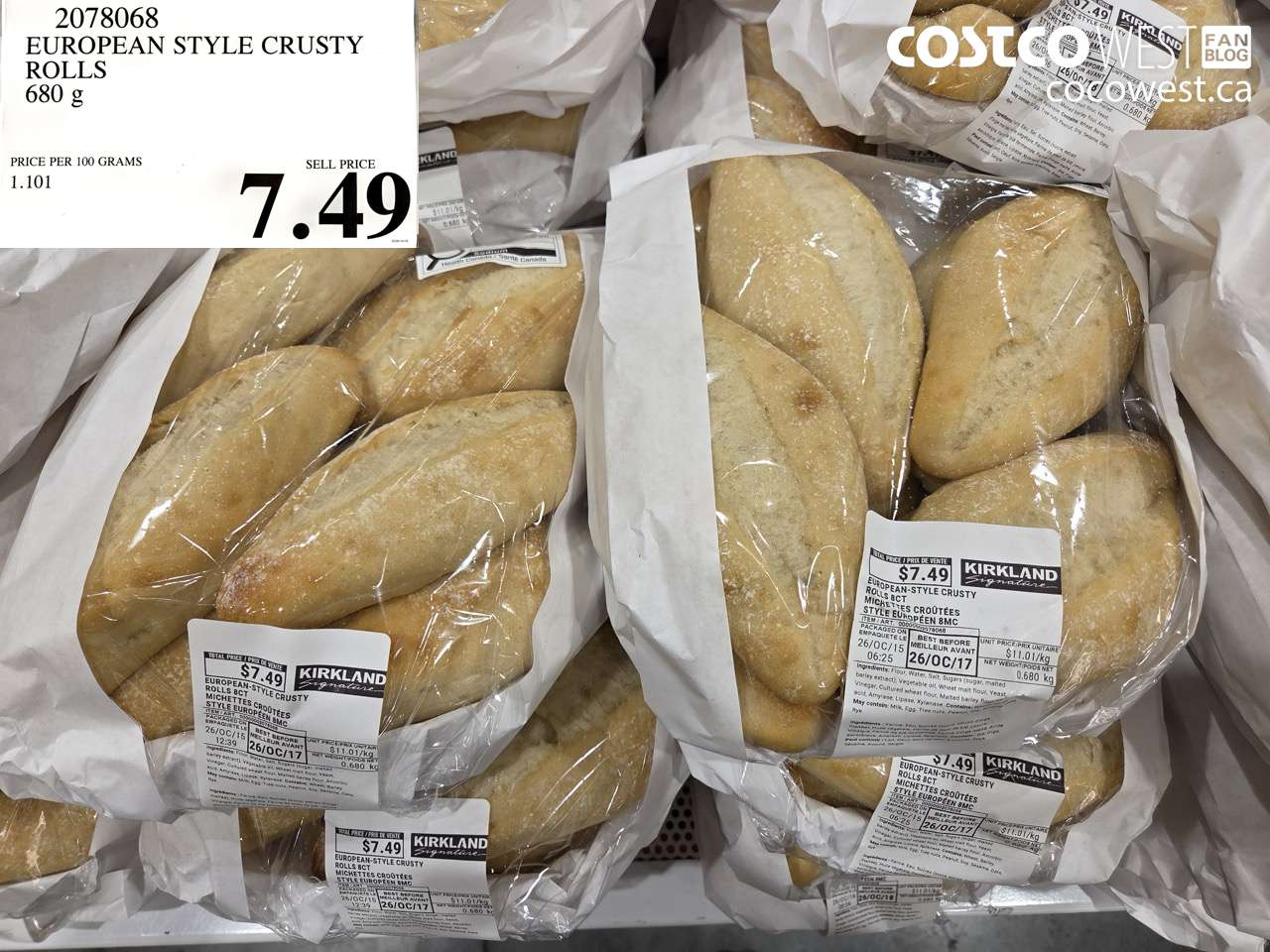 2078068 EUROPEAN STYLE CRUSTY ROLLS 680 G $7.49