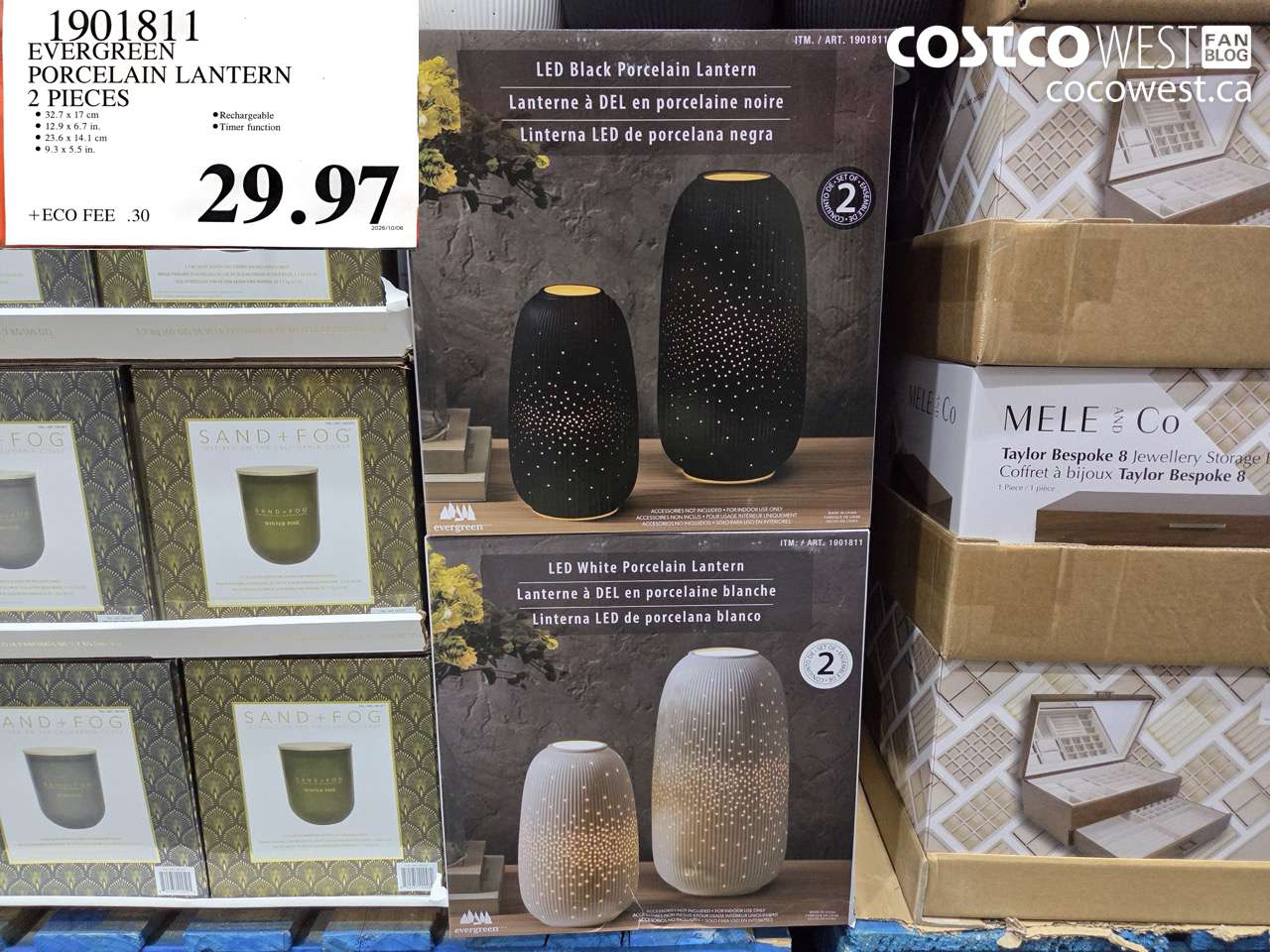1901811 EVERGREEN PORCELAIN LANTERN 2 PIECES $29.97