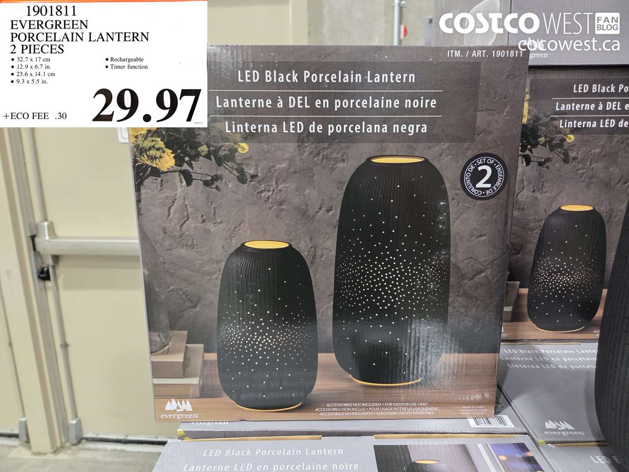 1901811 EVERGREEN PORCELAIN LANTERN 2 PIECES $29.97