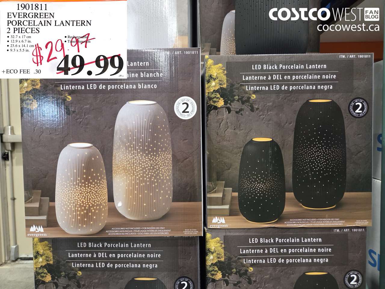 1901811 EVERGREEN PORCELAIN LANTERN 2 PIECES $29.97