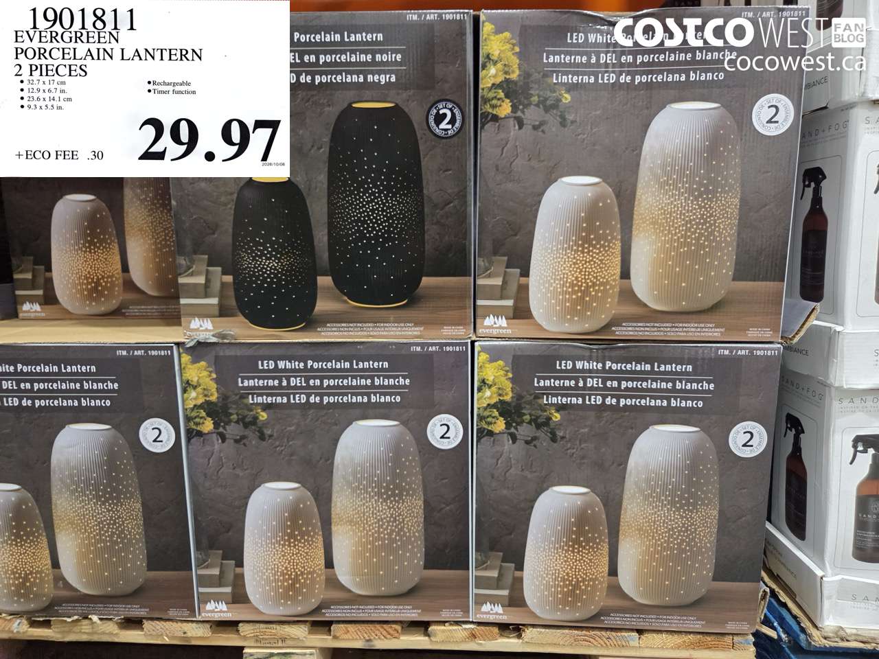 1901811 EVERGREEN PORCELAIN LANTERN 2 PIECES $29.97