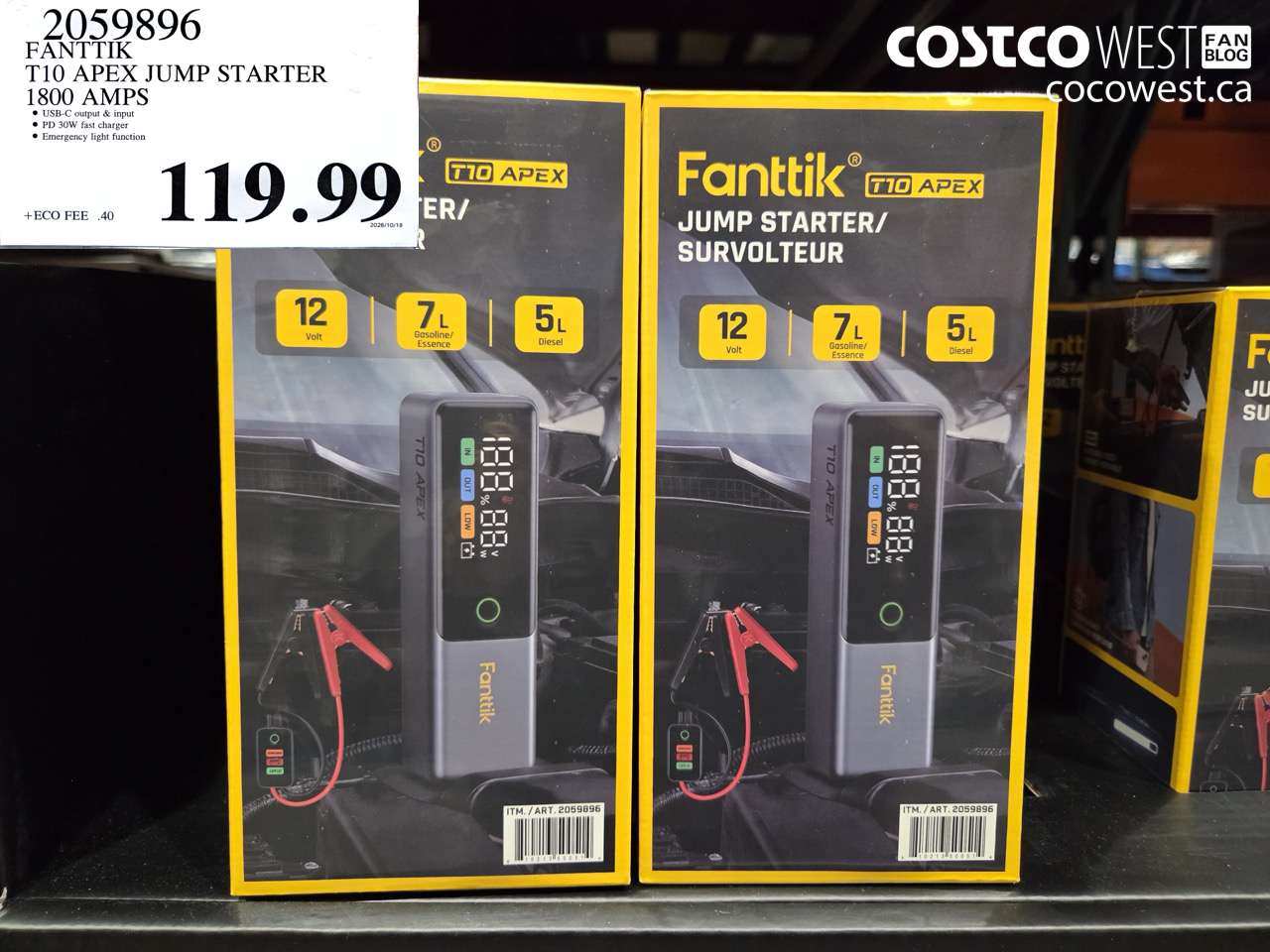 2059896 FANTTIK T10 APEX JUMP STARTER 1800 AMPS $119.99
