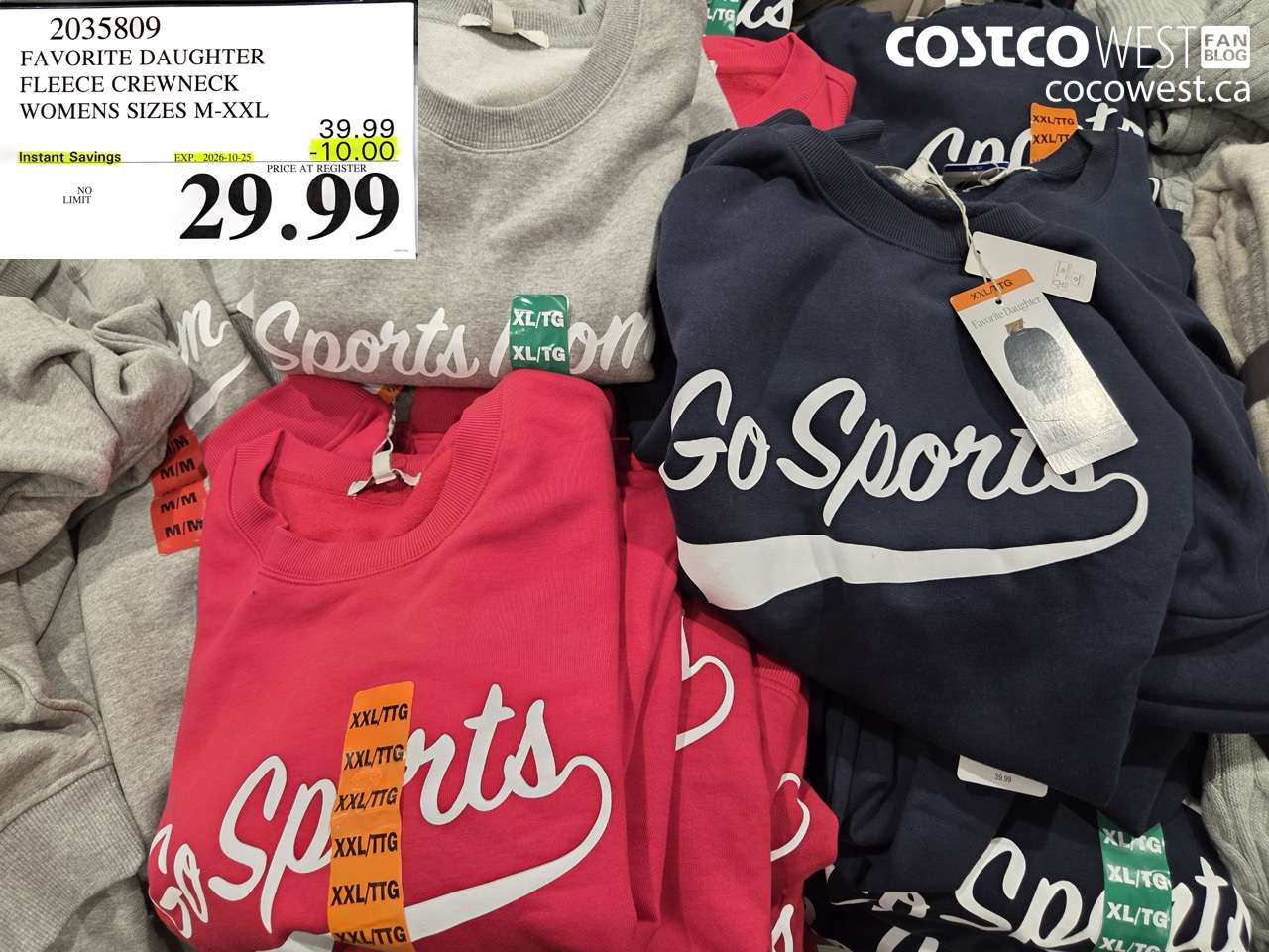 2035809 FAVORITE DAUGHTER FLEECE CREWNECK WOMENS SIZES M-XXL ($10.00 INSTANT SAVINGS EXPIRES ON 2026-10-25) $29.99