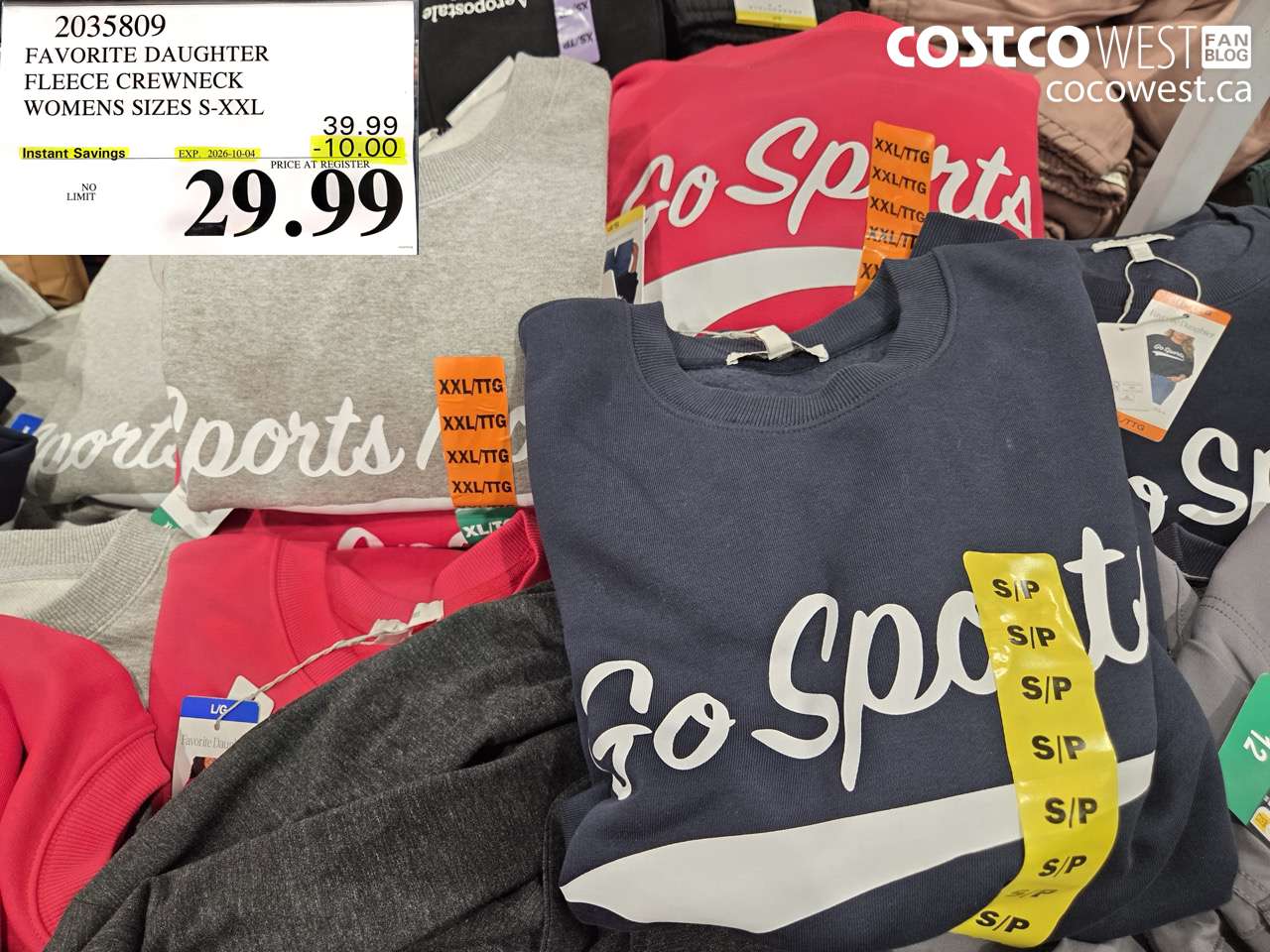 2035809 FAVORITE DAUGHTER FLEECE CREWNECK WOMENS SIZES S-XXL ($10.00 INSTANT SAVINGS EXPIRES ON 2026-10-04) $29.99