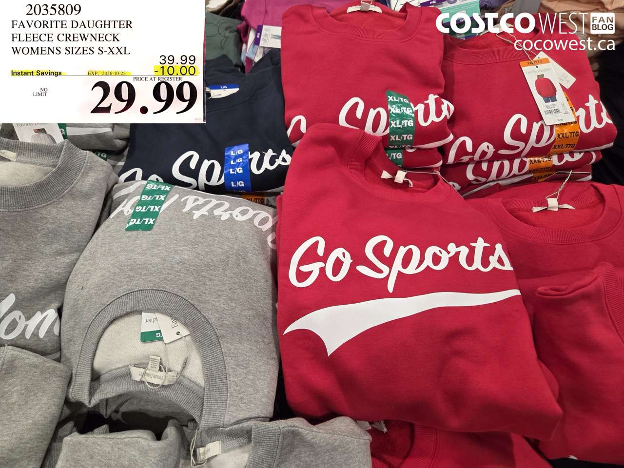 2035809 FAVORITE DAUGHTER FLEECE CREWNECK WOMENS SIZES S-XXL ($10.00 INSTANT SAVINGS EXPIRES ON 2026-10-25) $29.99