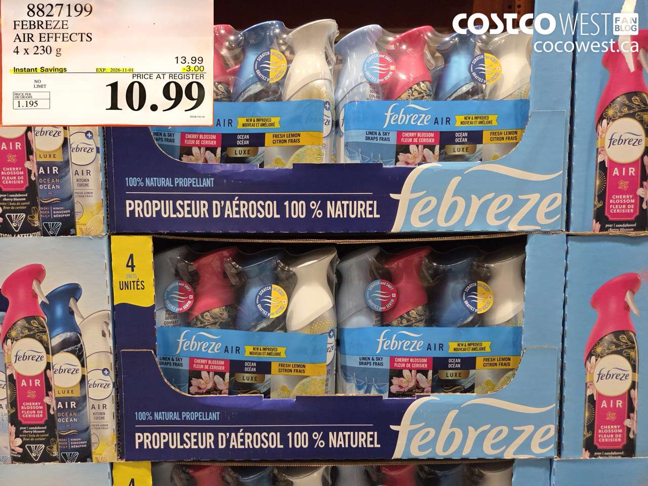 8827199 FEBREZE AIR EFFECTS 4 X 230 G ($3.00 INSTANT SAVINGS EXPIRES ON 2026-11-01) $10.99