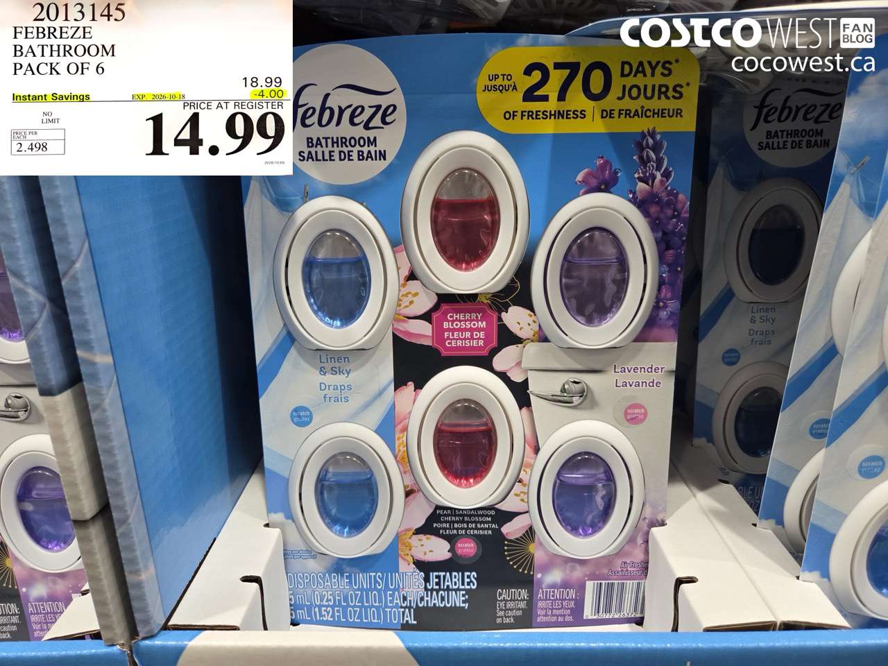 2013145 FEBREZE BATHROOM PACK OF 6 ($4.00 INSTANT SAVINGS EXPIRES ON 2026-10-18) $14.99